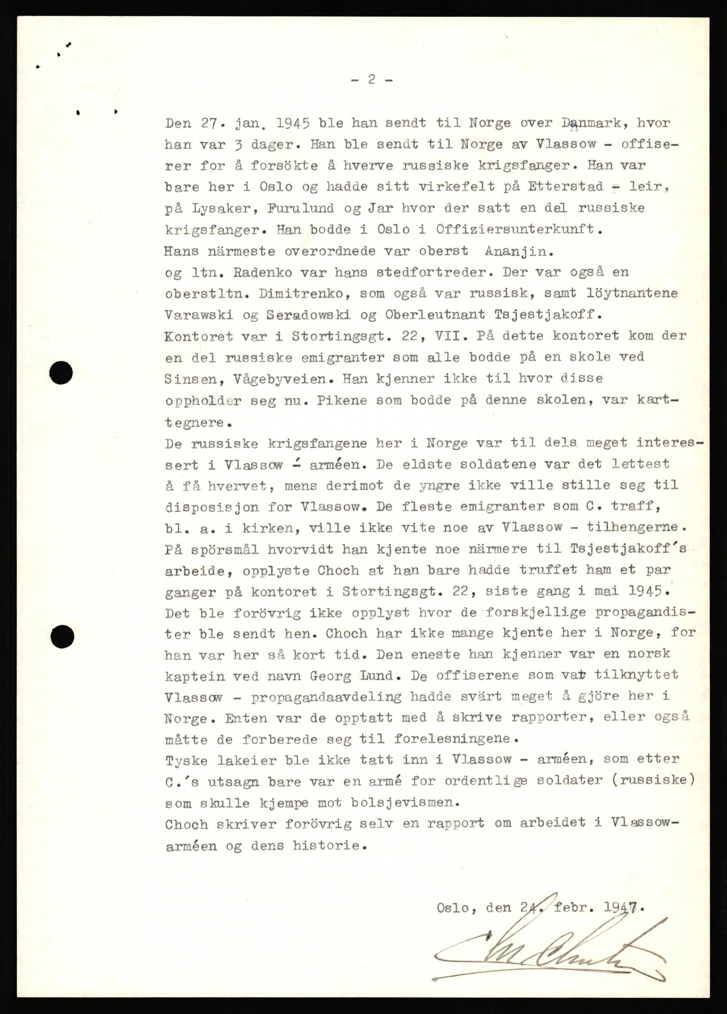 Forsvaret, Forsvarets overkommando II, AV/RA-RAFA-3915/D/Db/L0041: CI Questionaires.  Diverse nasjonaliteter., 1945-1946, p. 45