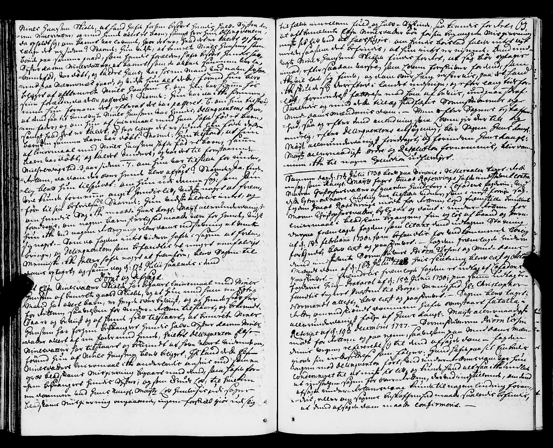 Nordland og Finnmarks lagstol, AV/SAT-A-5608/X/L0006: Justisprotokoll, 1730-1740, p. 62b-63a