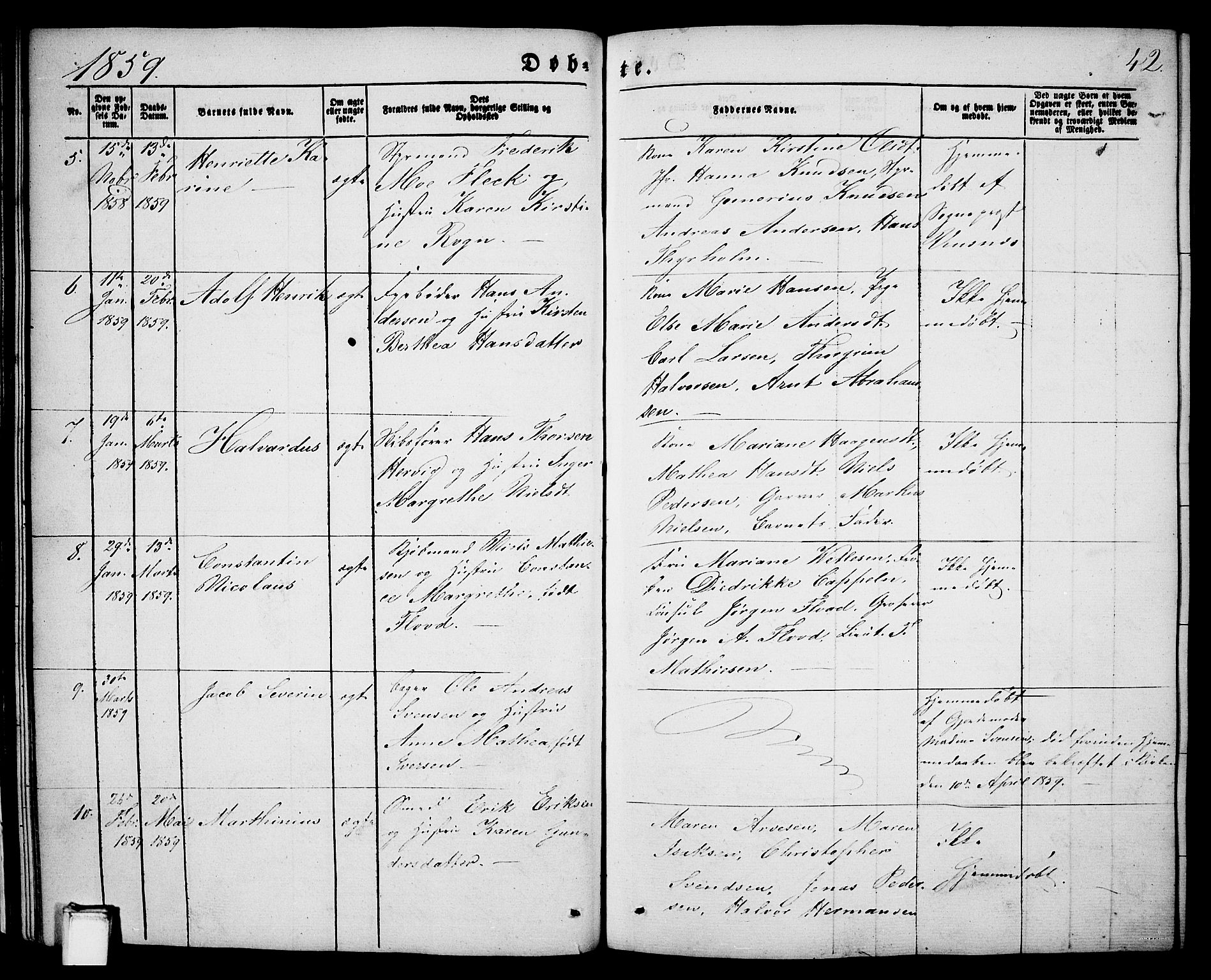 Porsgrunn kirkebøker , SAKO/A-104/G/Ga/L0002: Parish register (copy) no. I 2, 1847-1877, p. 42