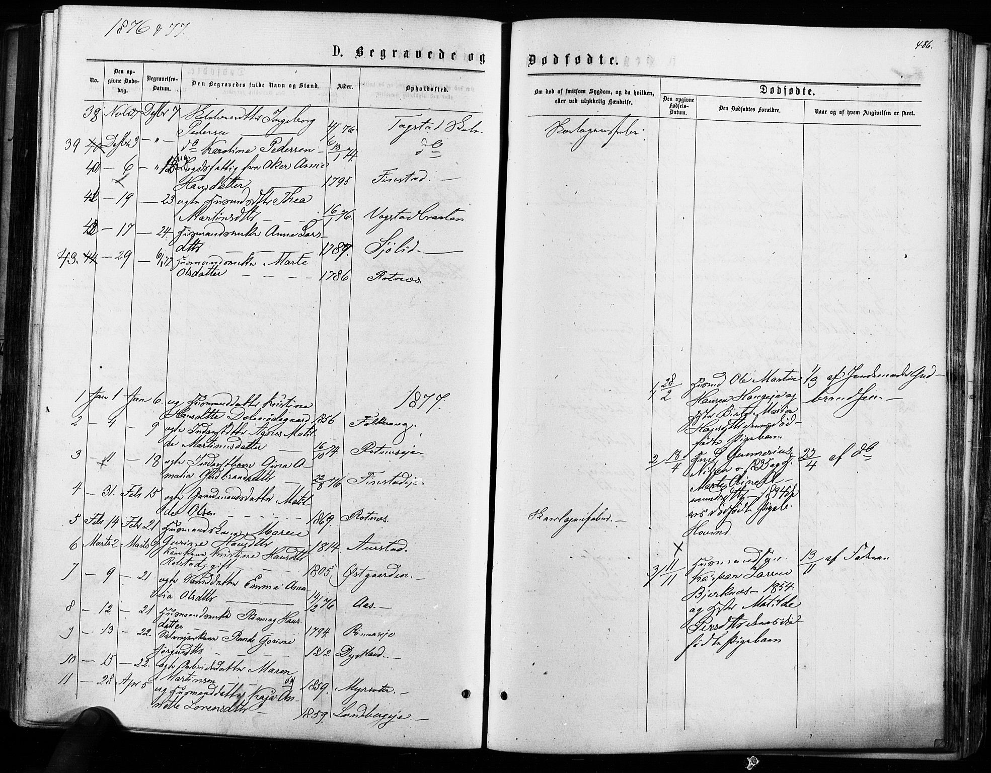 Nes prestekontor Kirkebøker, AV/SAO-A-10410/F/Fa/L0009: Parish register (official) no. I 9, 1875-1882, p. 486