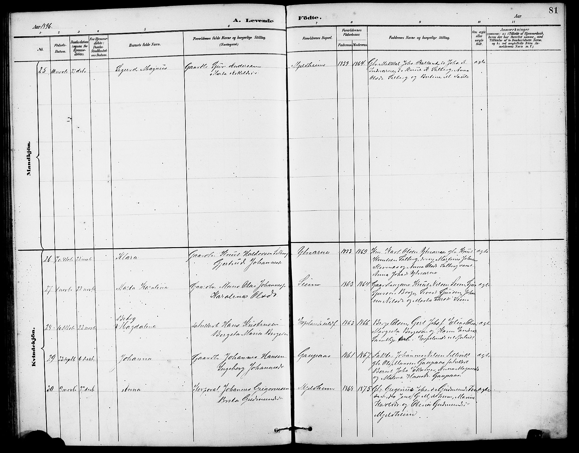 Arna sokneprestembete, AV/SAB-A-74001/H/Ha/Hab: Parish register (copy) no. A 3, 1887-1897, p. 81