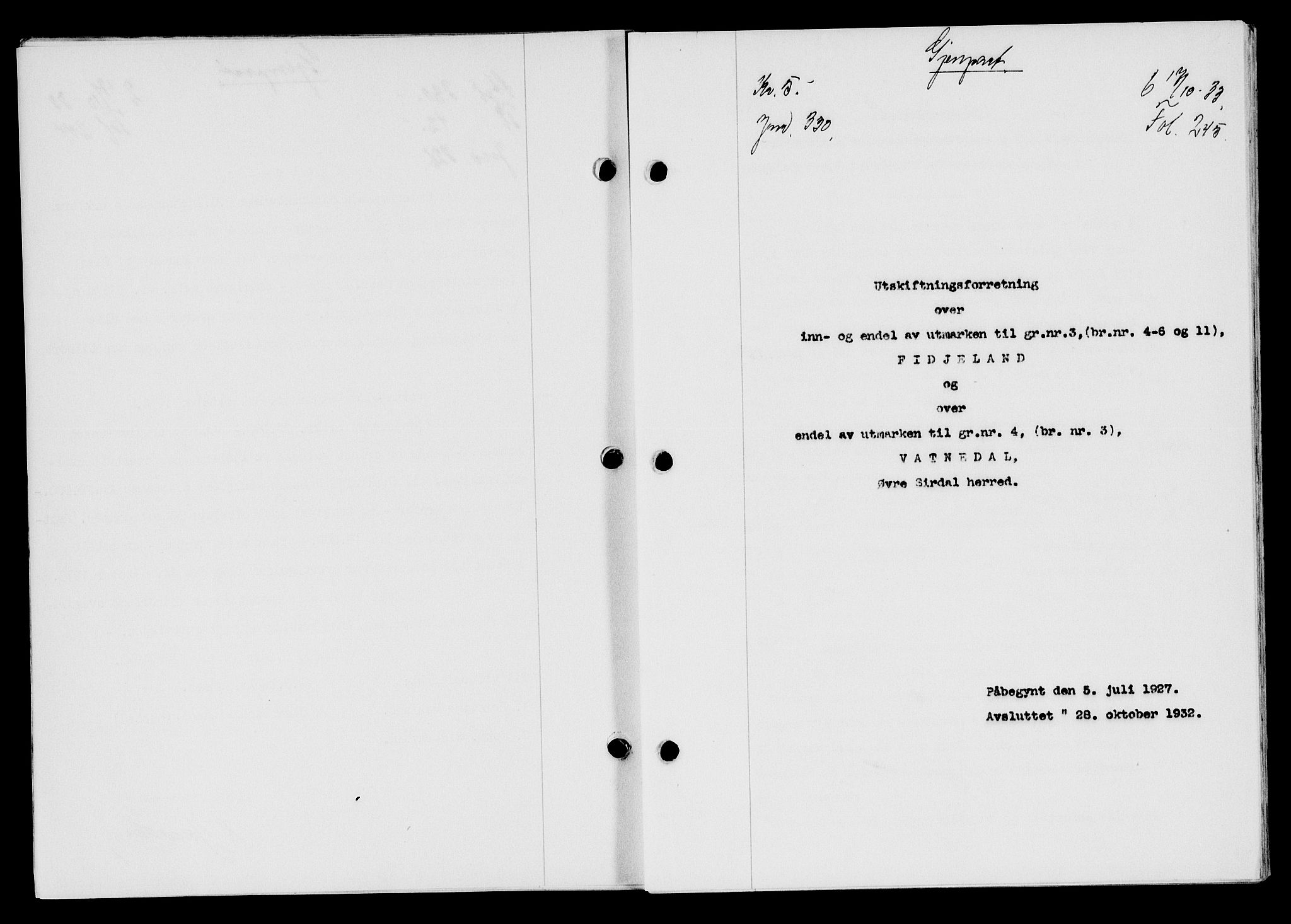 Flekkefjord sorenskriveri, AV/SAK-1221-0001/G/Gb/Gba/L0049: Mortgage book no. 46, 1933-1934, Deed date: 17.10.1933