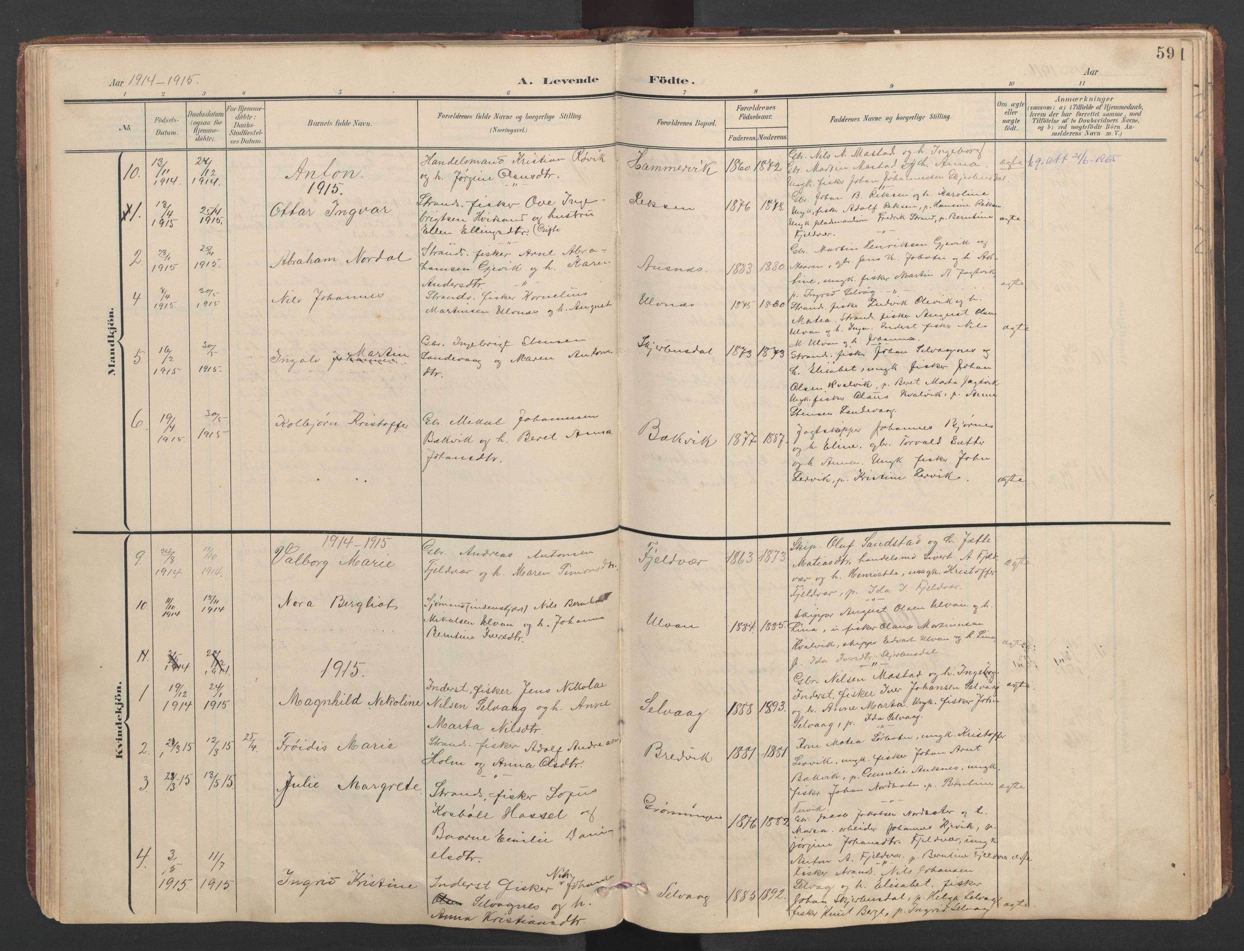 Ministerialprotokoller, klokkerbøker og fødselsregistre - Sør-Trøndelag, SAT/A-1456/638/L0571: Parish register (copy) no. 638C03, 1901-1930, p. 59