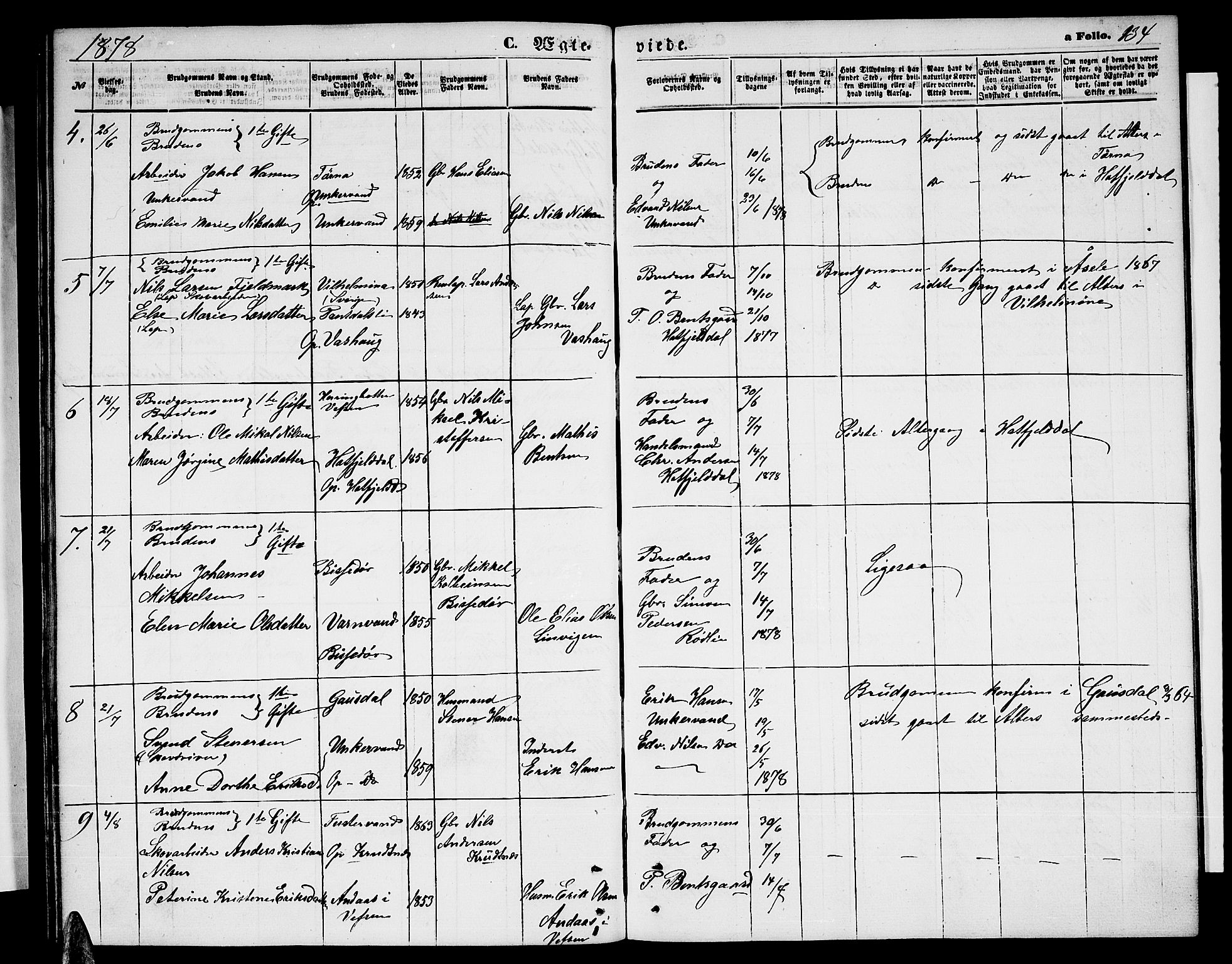 Ministerialprotokoller, klokkerbøker og fødselsregistre - Nordland, AV/SAT-A-1459/823/L0329: Parish register (copy) no. 823C01, 1865-1878, p. 134