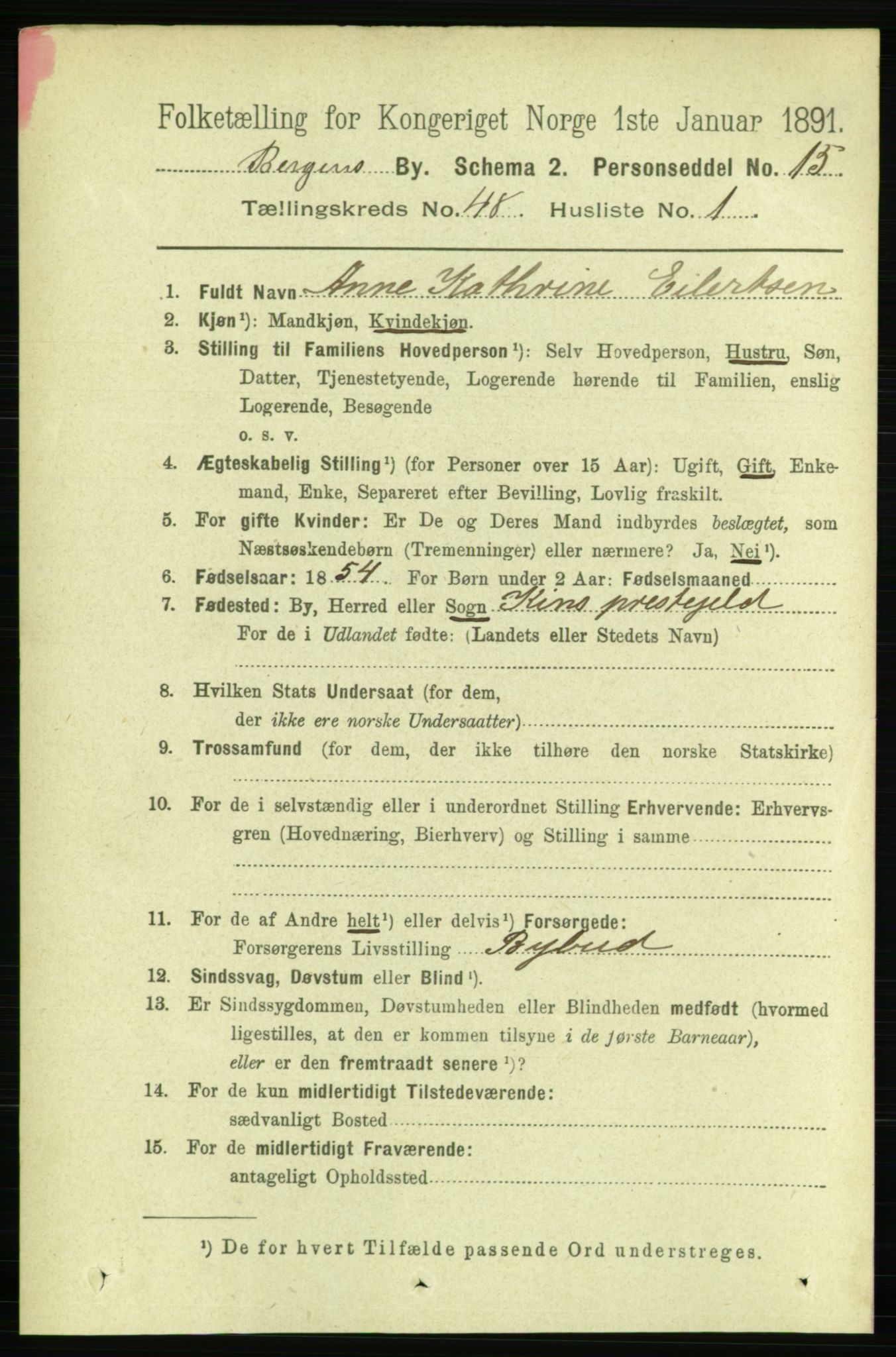 RA, 1891 Census for 1301 Bergen, 1891, p. 56917