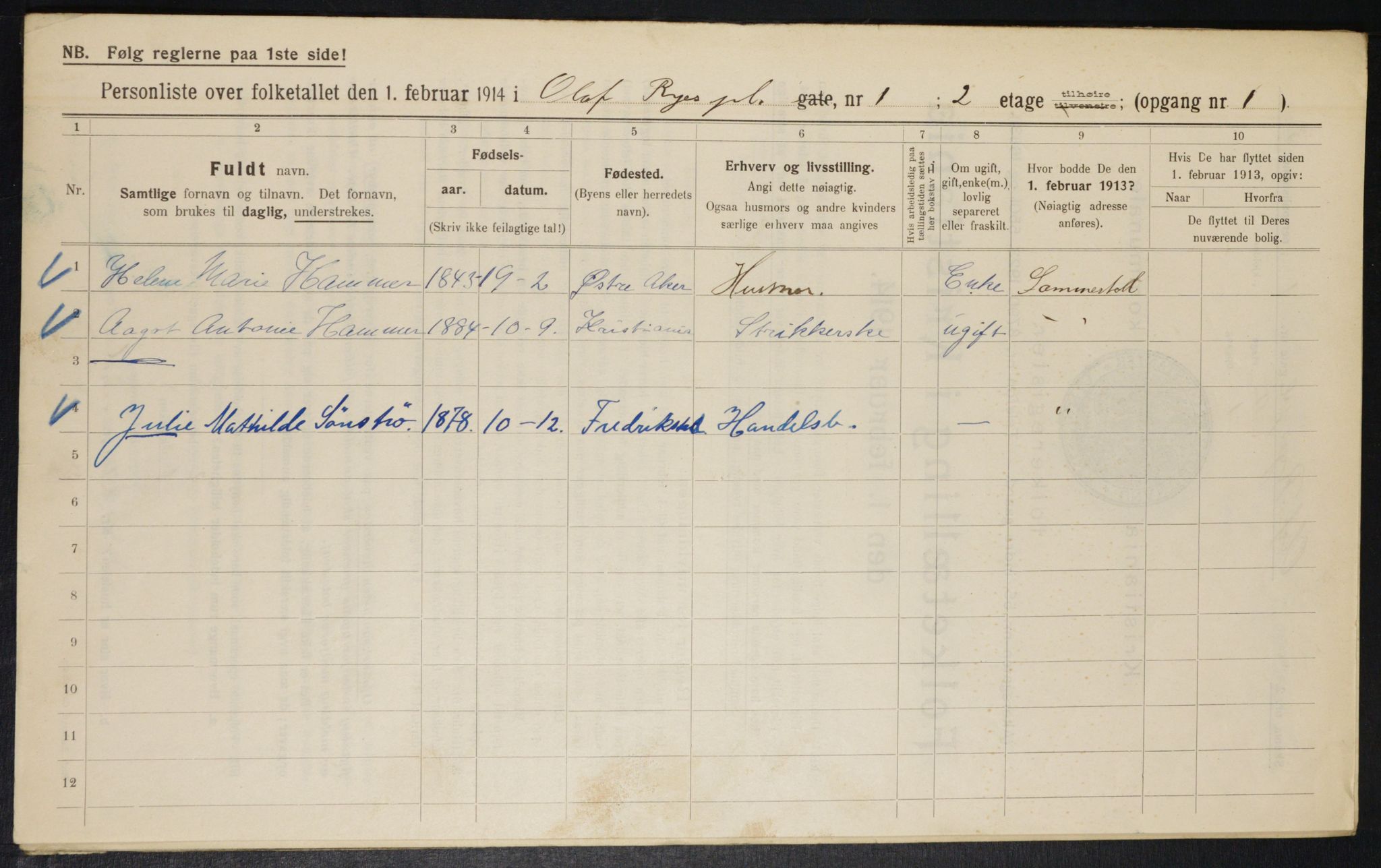 OBA, Municipal Census 1914 for Kristiania, 1914, p. 75094