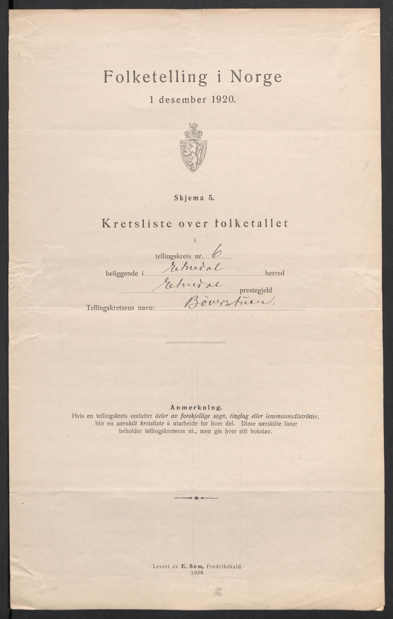 SAH, 1920 census for Etnedal, 1920, p. 22
