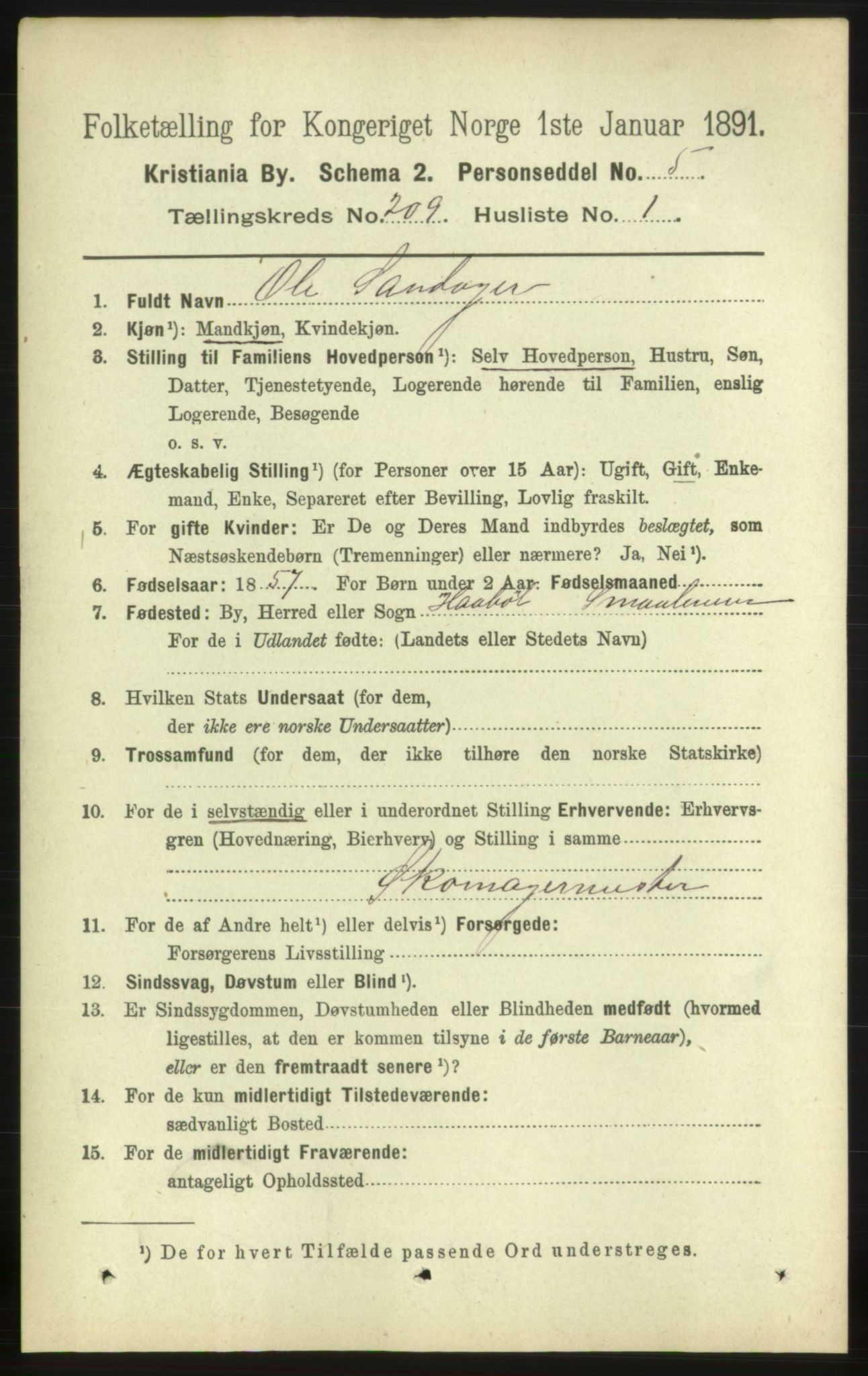 RA, 1891 census for 0301 Kristiania, 1891, p. 125086