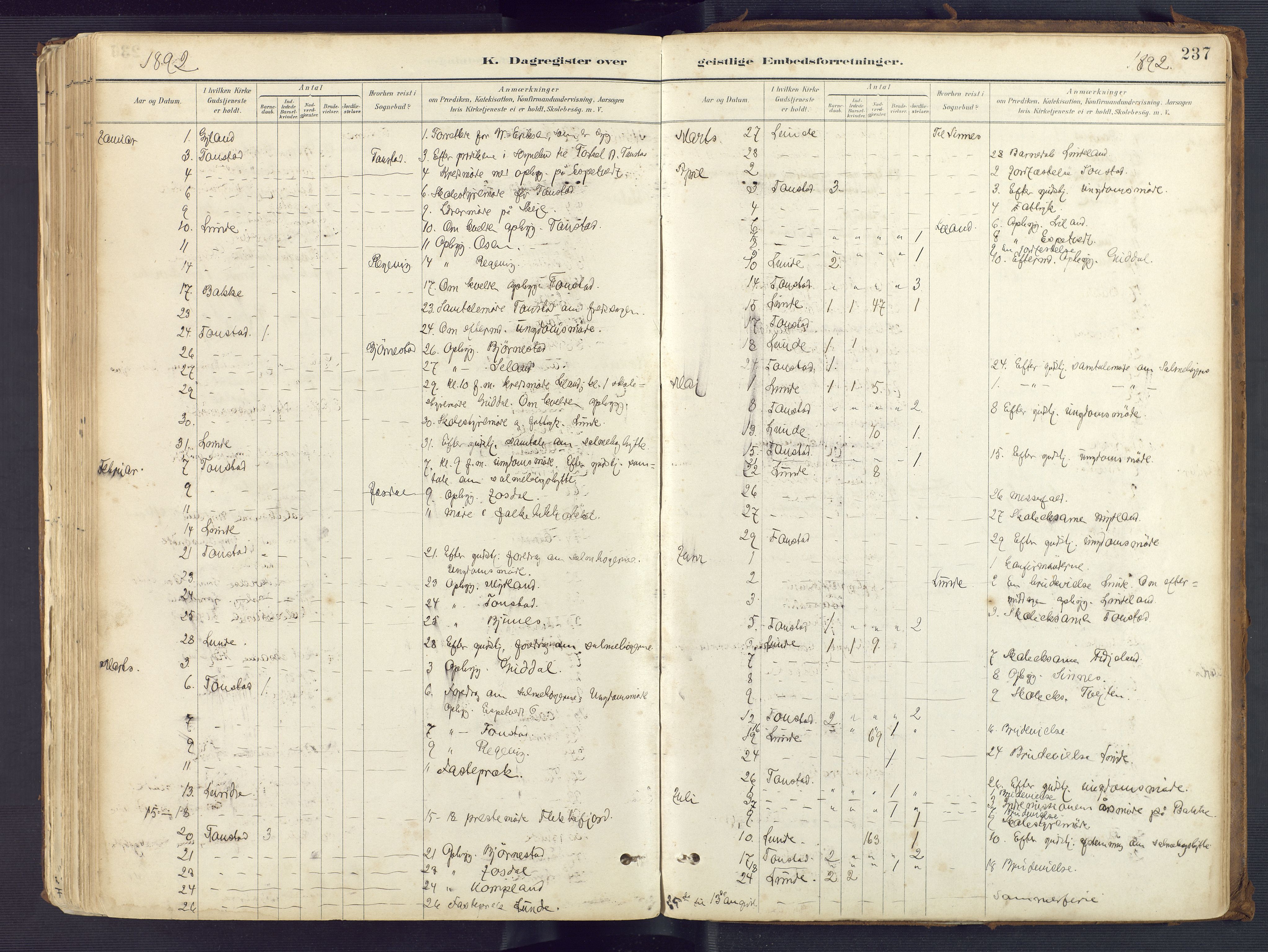 Sirdal sokneprestkontor, AV/SAK-1111-0036/F/Fa/Fab/L0004: Parish register (official) no. A 4, 1887-1919, p. 237