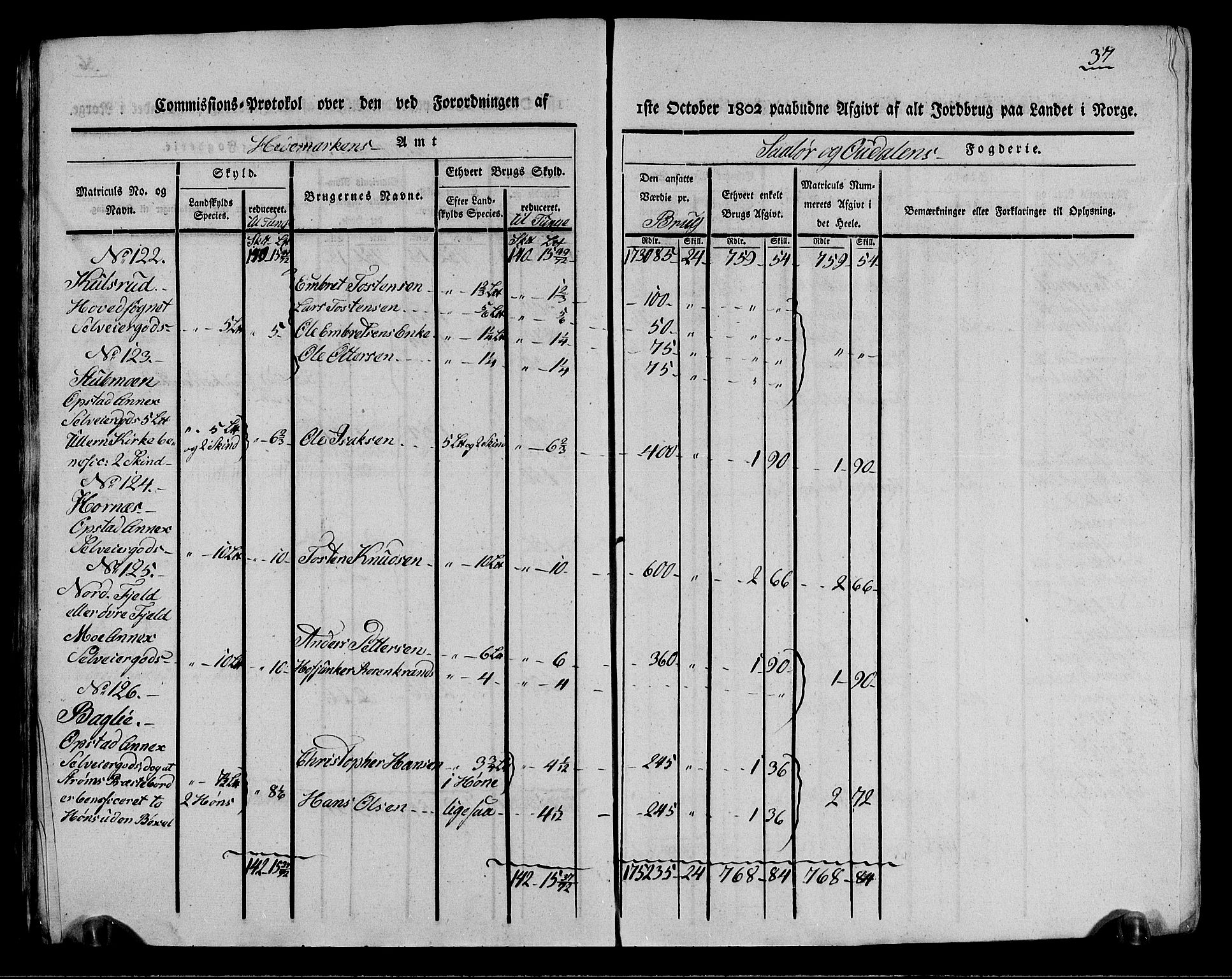 Rentekammeret inntil 1814, Realistisk ordnet avdeling, AV/RA-EA-4070/N/Ne/Nea/L0026: Solør og Odal fogderi. Kommisjonsprotokoll (gjenpart), 1803, p. 37