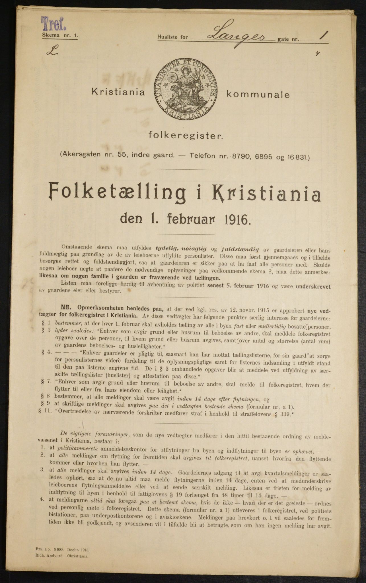 OBA, Municipal Census 1916 for Kristiania, 1916, p. 57477