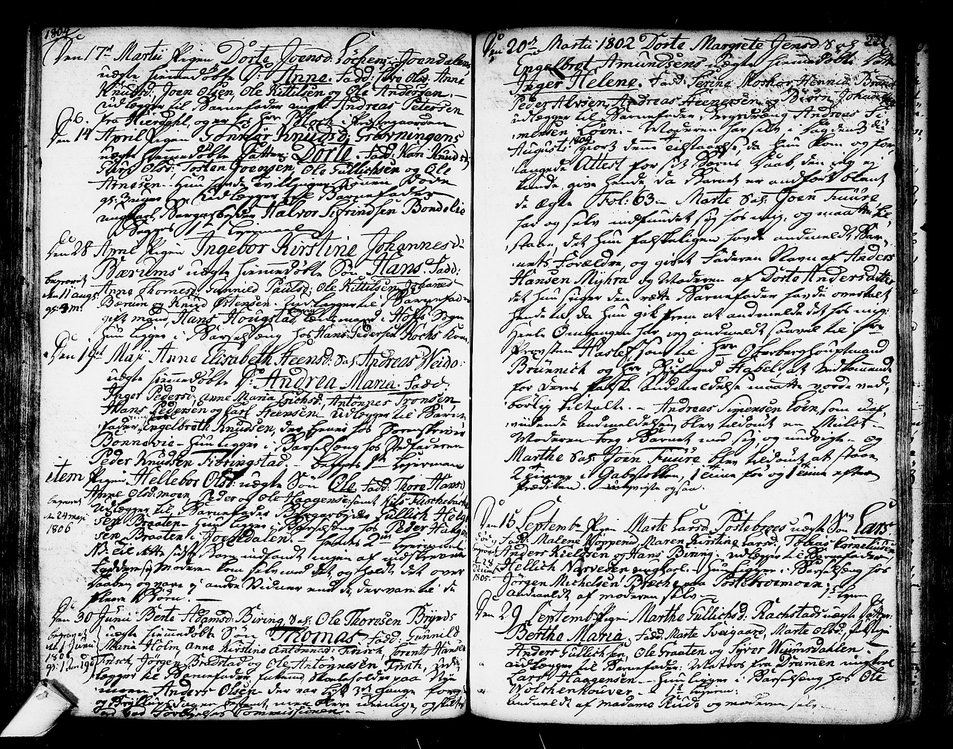 Kongsberg kirkebøker, SAKO/A-22/F/Fa/L0007: Parish register (official) no. I 7, 1795-1816, p. 222