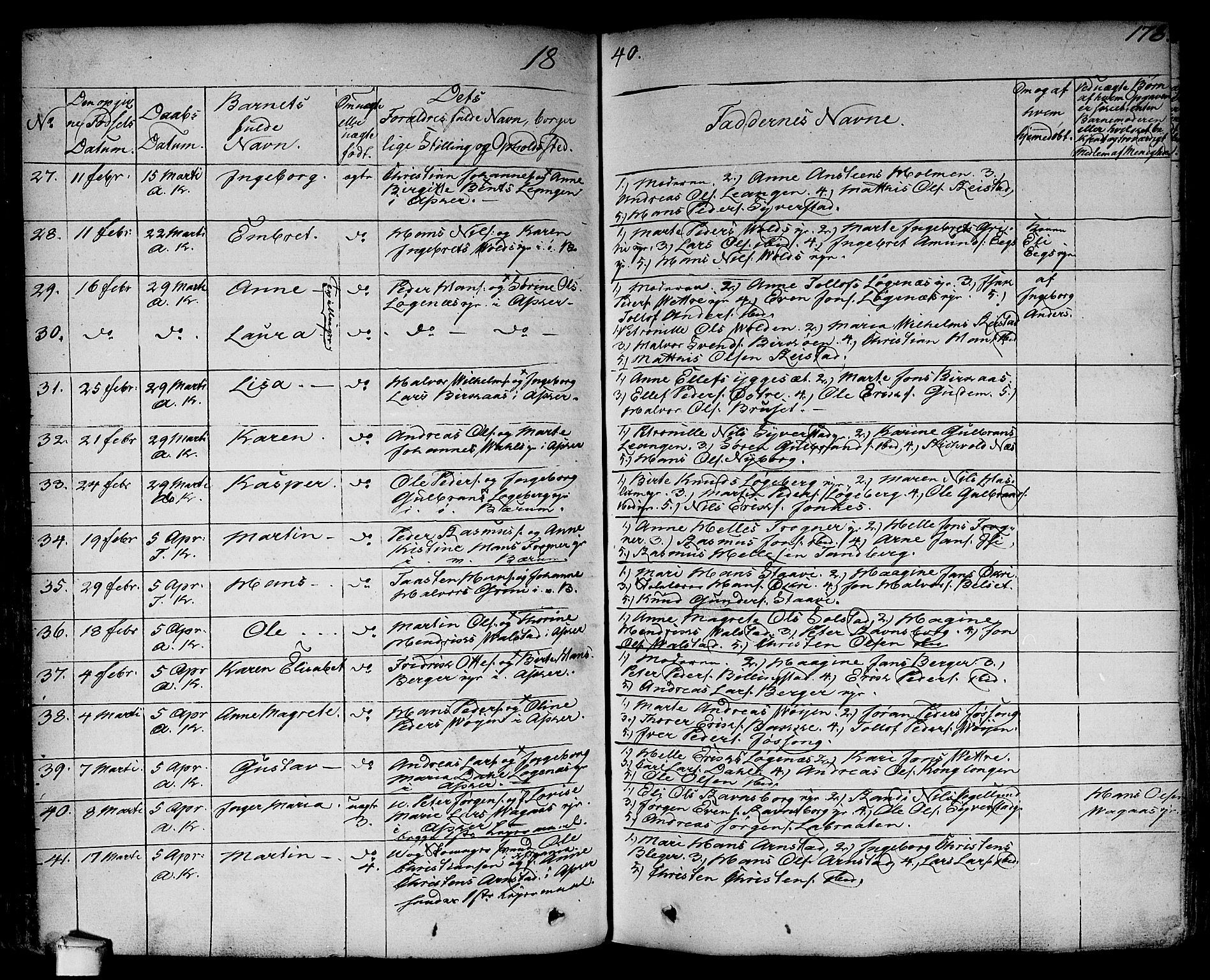 Asker prestekontor Kirkebøker, AV/SAO-A-10256a/F/Fa/L0007: Parish register (official) no. I 7, 1825-1864, p. 178