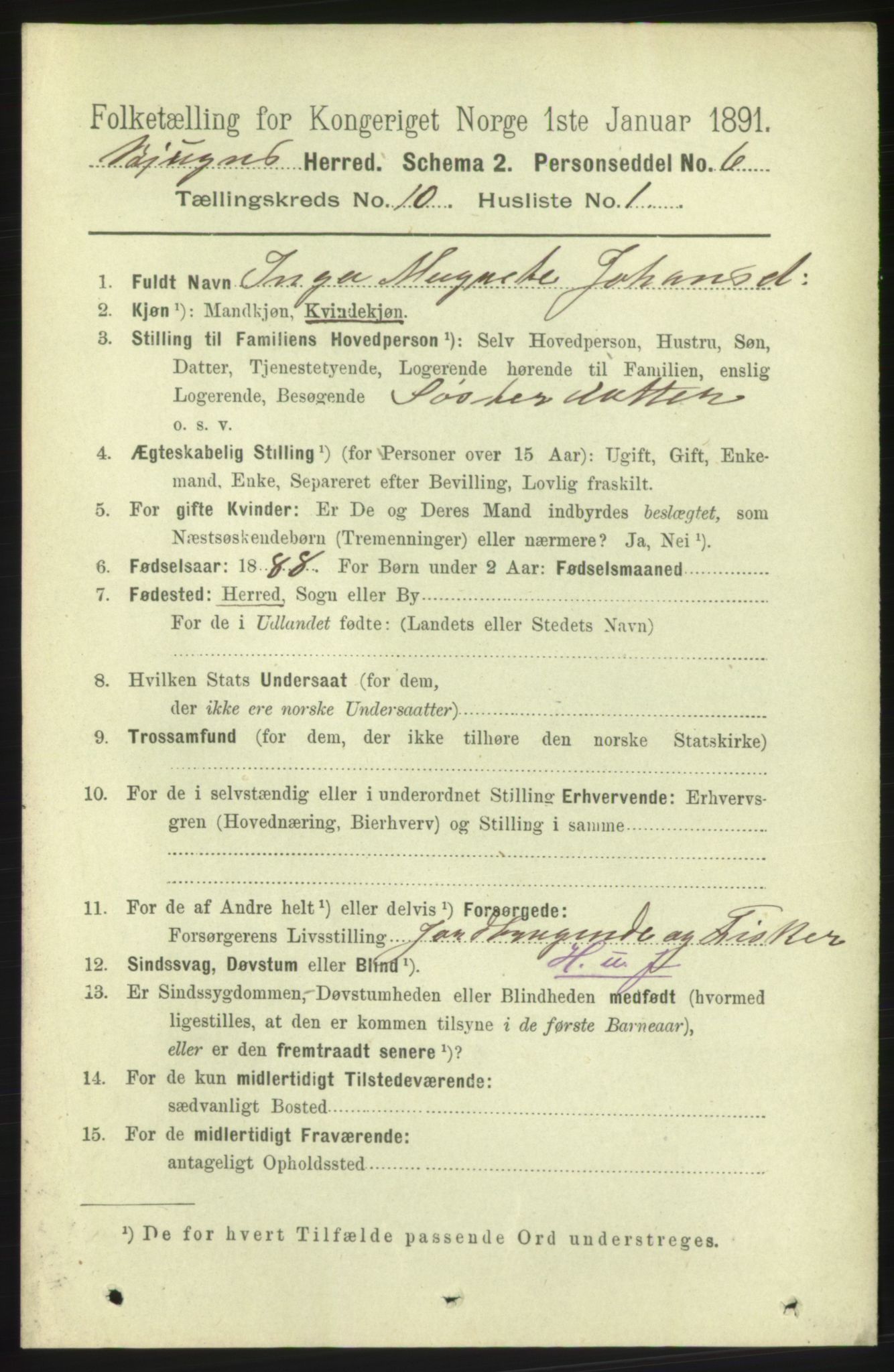 RA, 1891 census for 1627 Bjugn, 1891, p. 2717