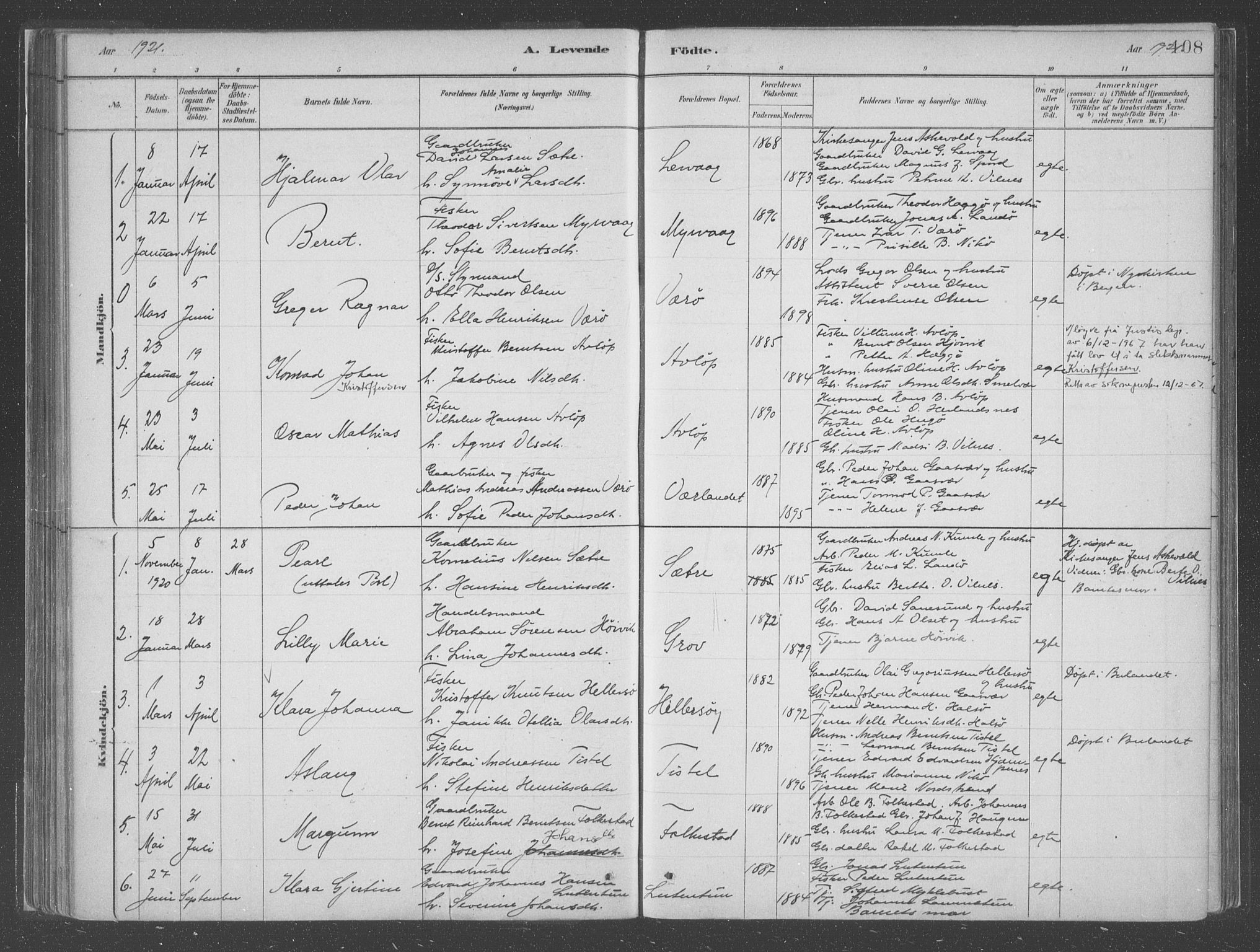 Askvoll sokneprestembete, SAB/A-79501/H/Haa/Haac/L0001: Parish register (official) no. C  1, 1879-1922, p. 108