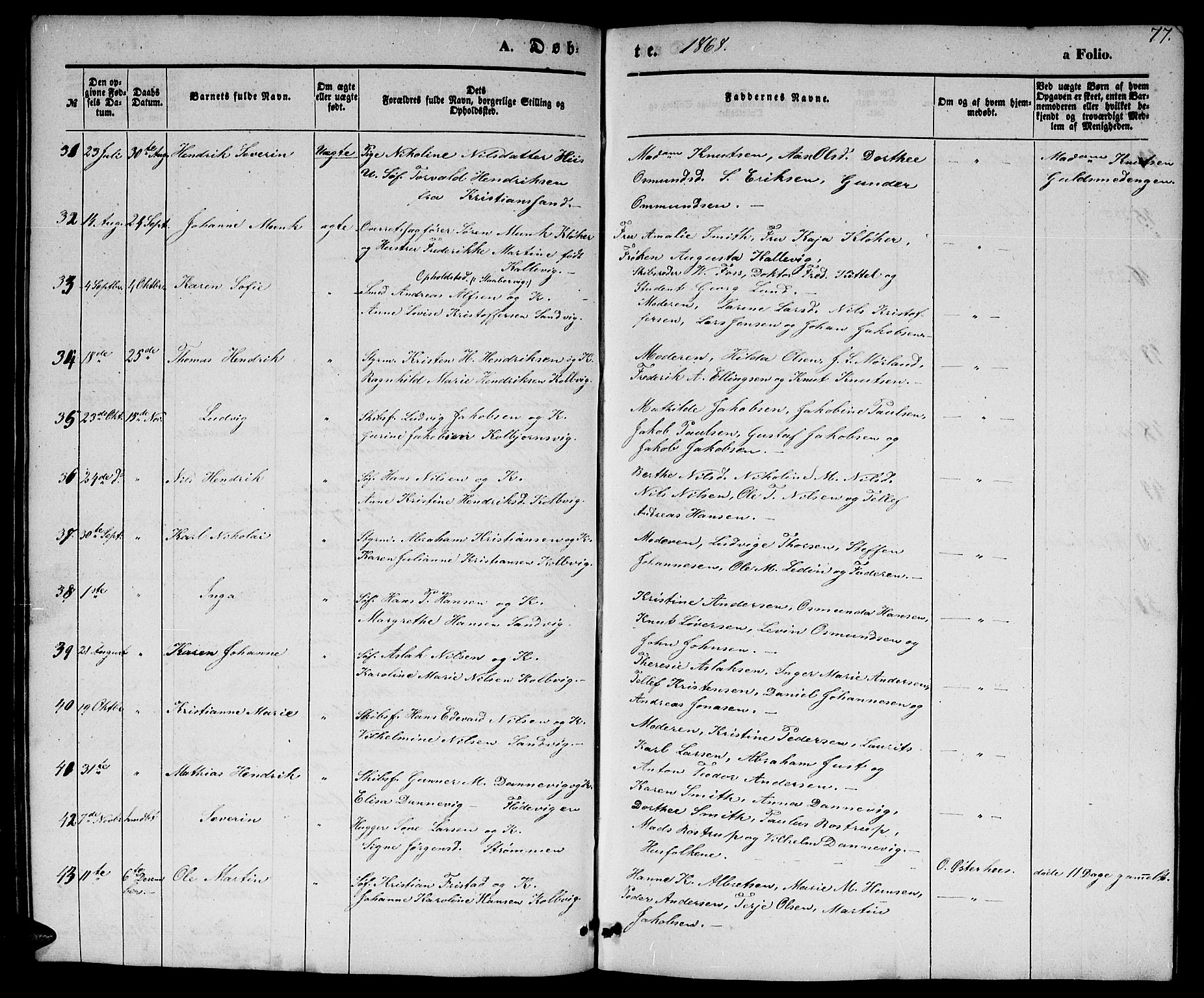 Hisøy sokneprestkontor, SAK/1111-0020/F/Fb/L0001: Parish register (copy) no. B 1, 1849-1872, p. 77