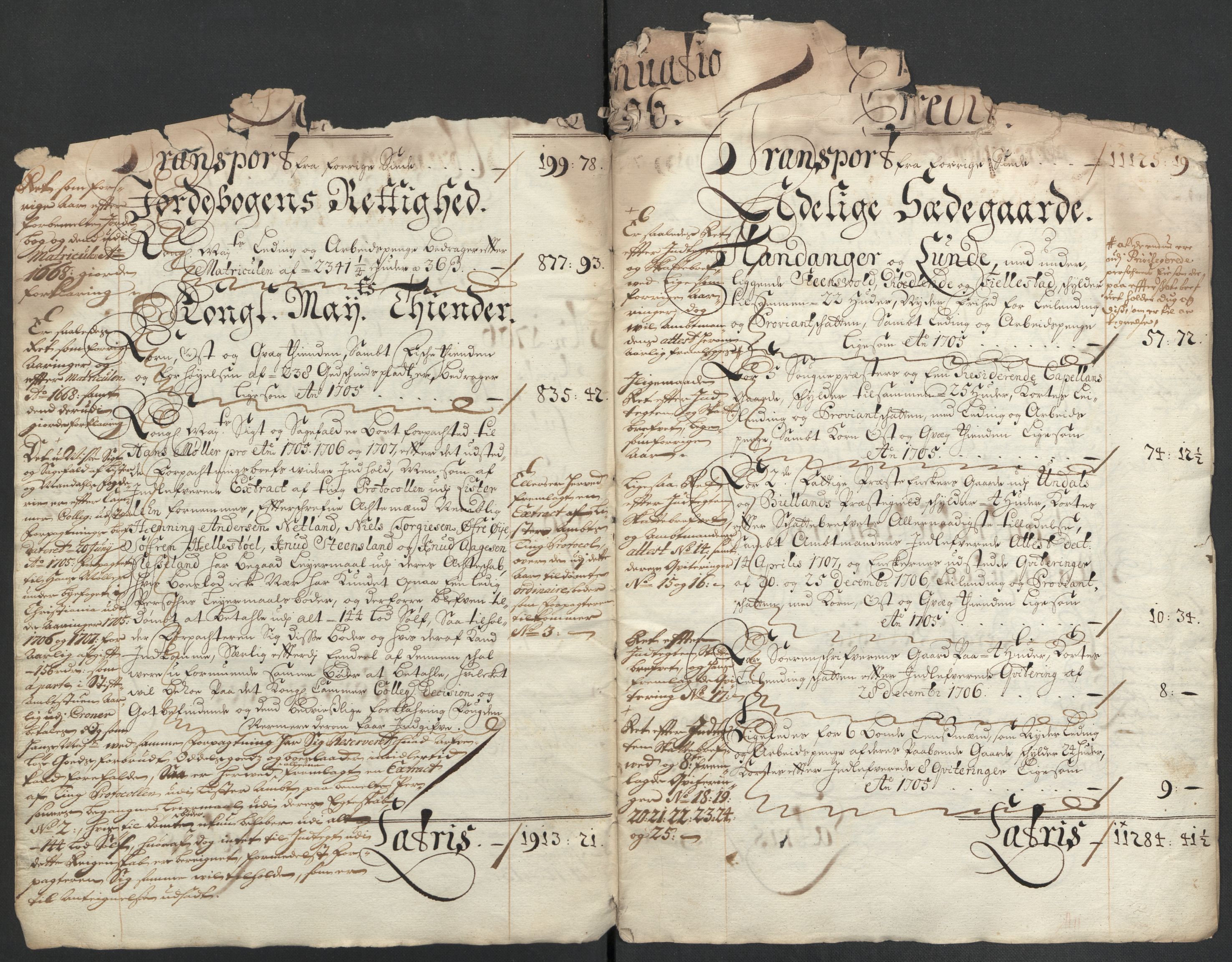 Rentekammeret inntil 1814, Reviderte regnskaper, Fogderegnskap, AV/RA-EA-4092/R43/L2551: Fogderegnskap Lista og Mandal, 1705-1709, p. 239