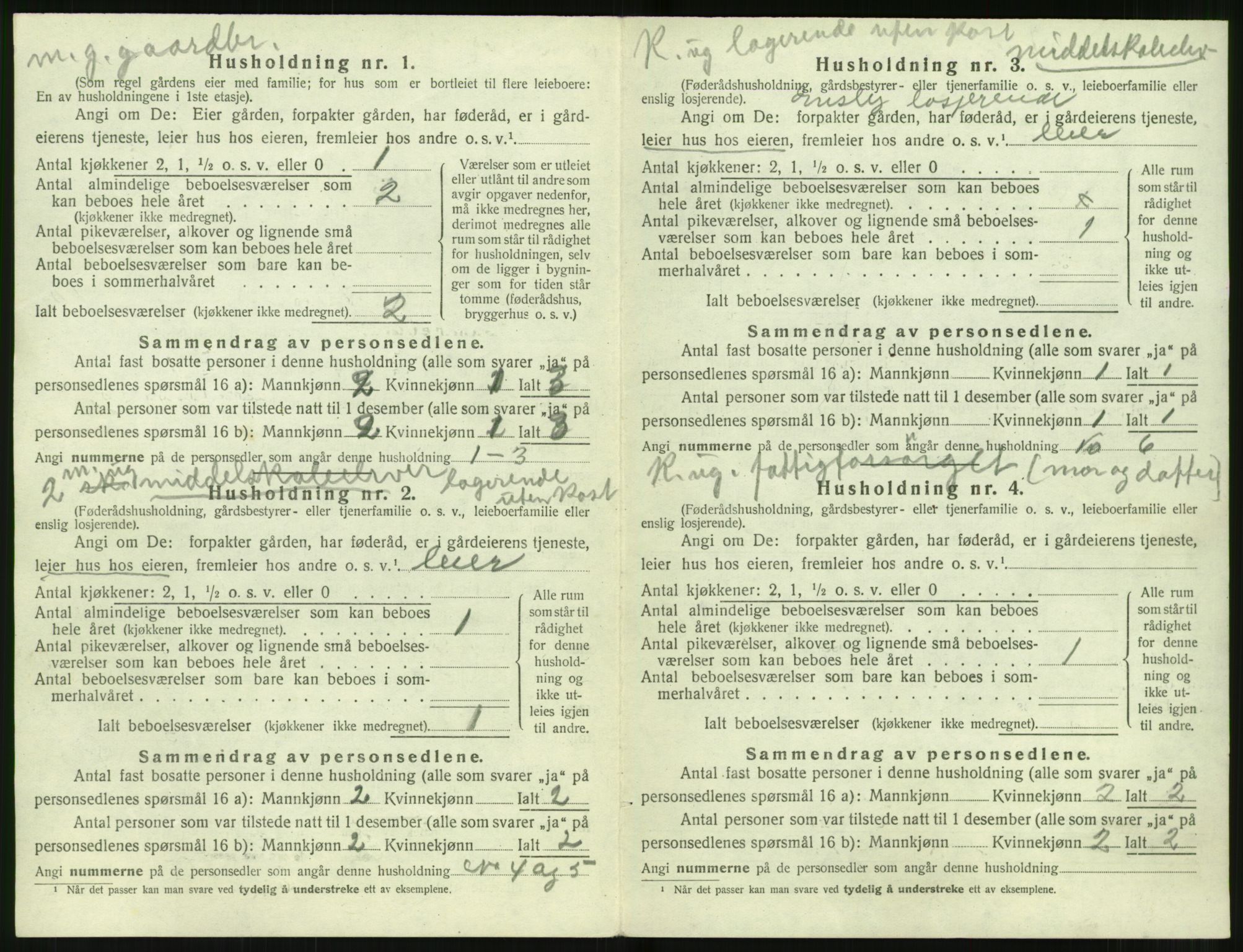 SAT, 1920 census for Sunnylven, 1920, p. 121