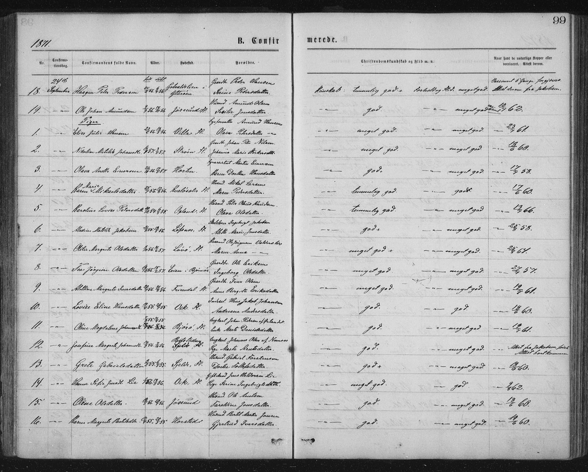 Ministerialprotokoller, klokkerbøker og fødselsregistre - Nord-Trøndelag, AV/SAT-A-1458/771/L0596: Parish register (official) no. 771A03, 1870-1884, p. 99