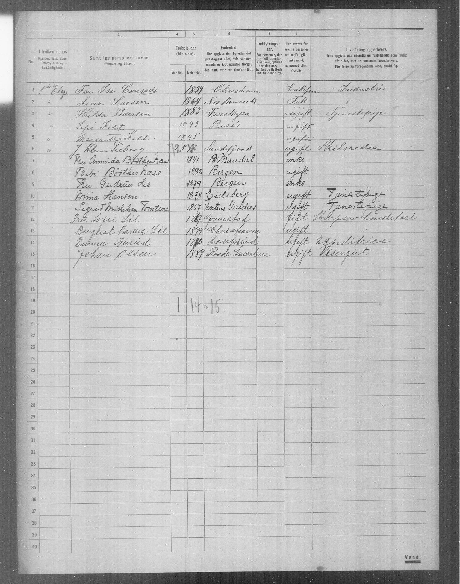 OBA, Municipal Census 1904 for Kristiania, 1904, p. 21739