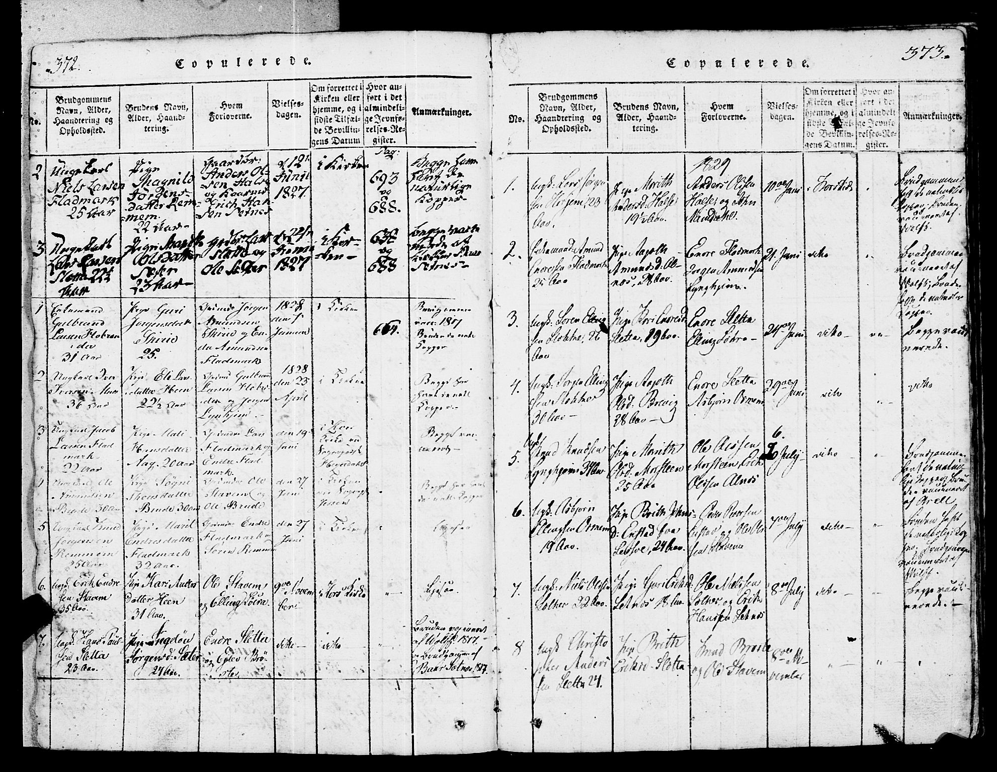 Ministerialprotokoller, klokkerbøker og fødselsregistre - Møre og Romsdal, SAT/A-1454/546/L0593: Parish register (official) no. 546A01, 1818-1853, p. 372-373
