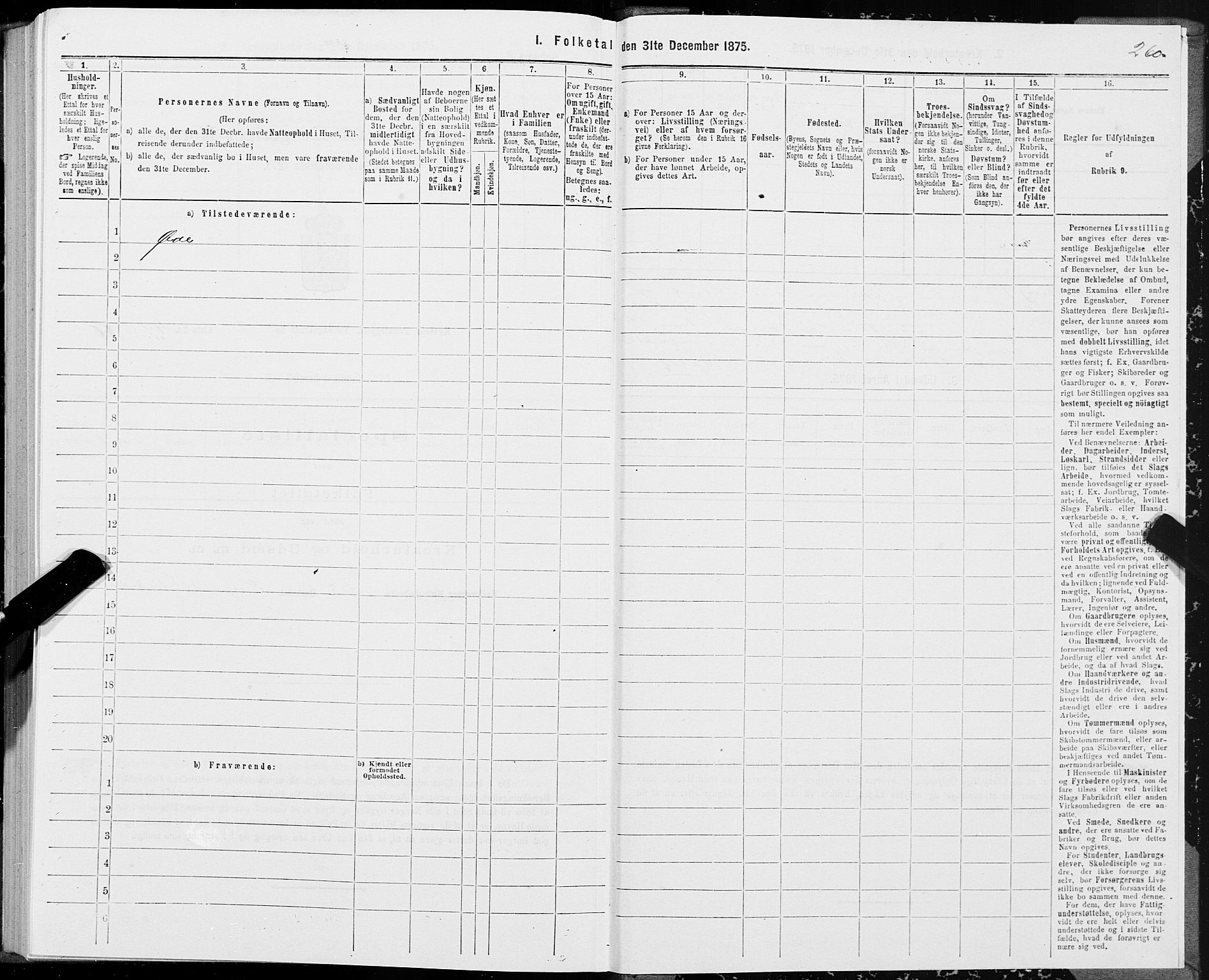 SAT, 1875 census for 1543P Nesset, 1875, p. 1260