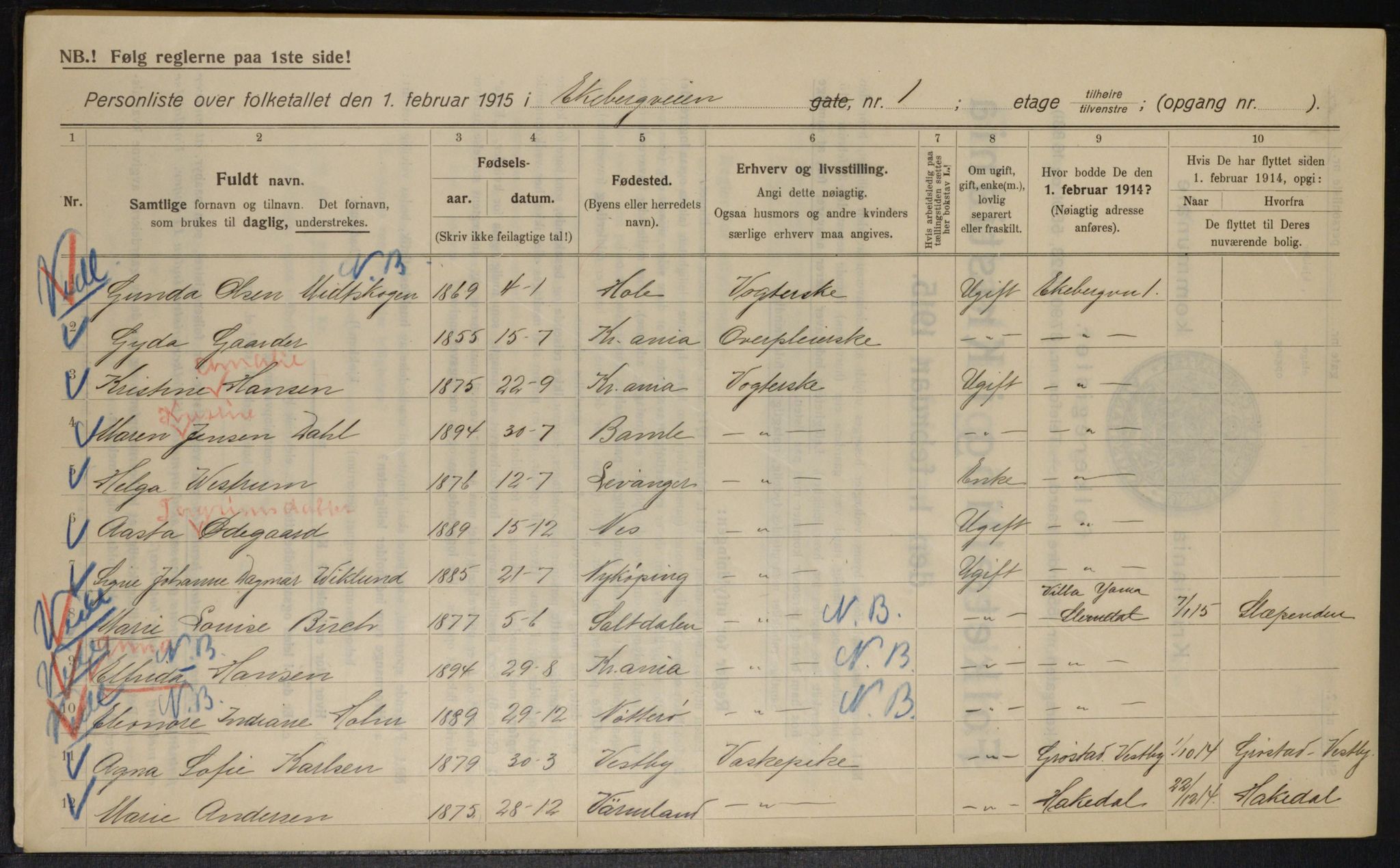 OBA, Municipal Census 1915 for Kristiania, 1915, p. 19687