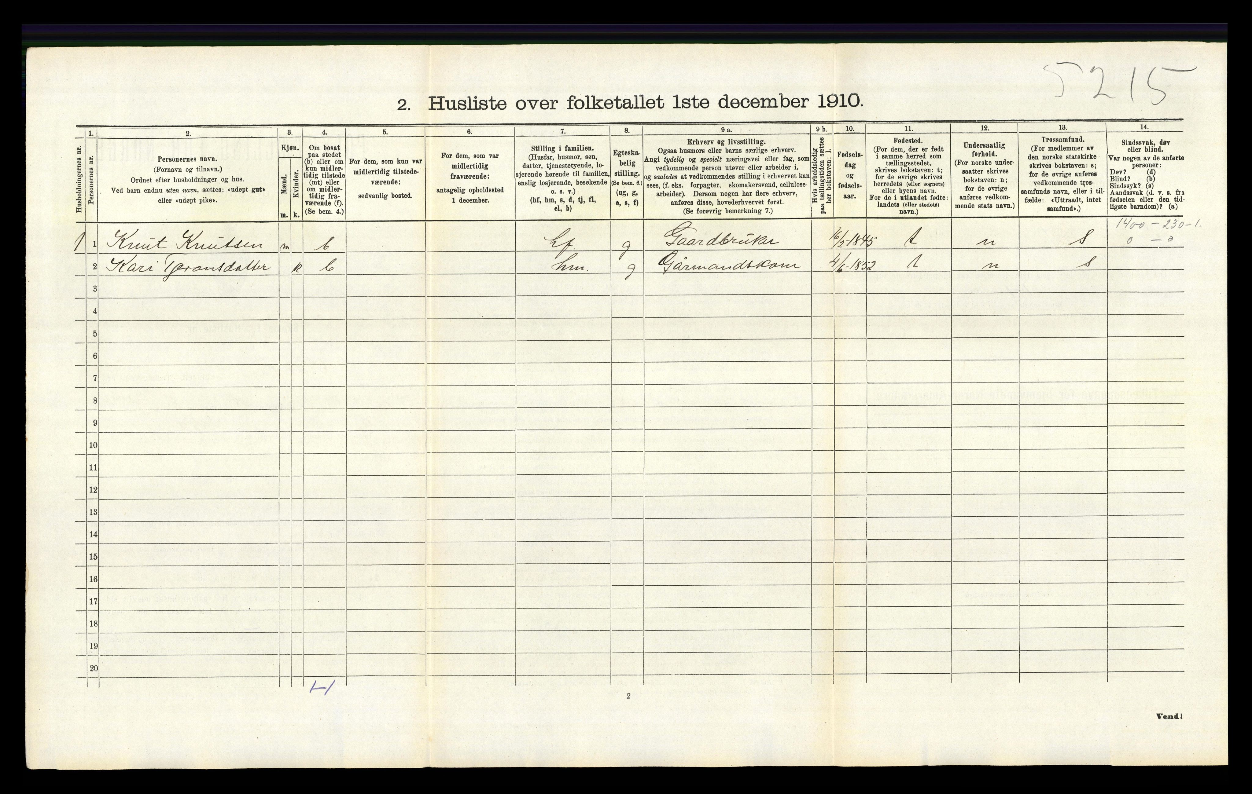 RA, 1910 census for Vikedal, 1910, p. 814