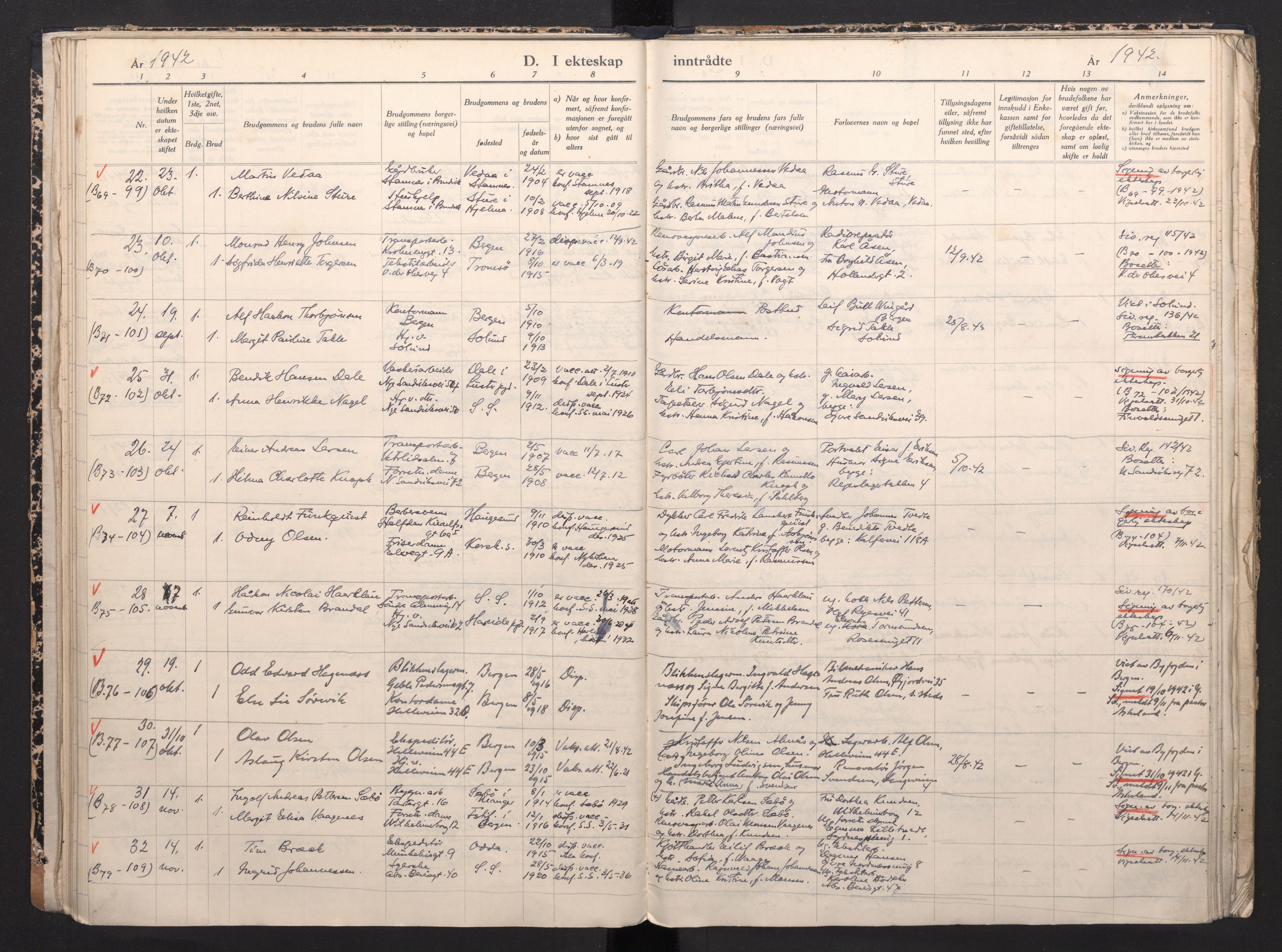 Sandviken Sokneprestembete, AV/SAB-A-77601/H/Ha: Parish register (official) no. H 1, 1942-1945