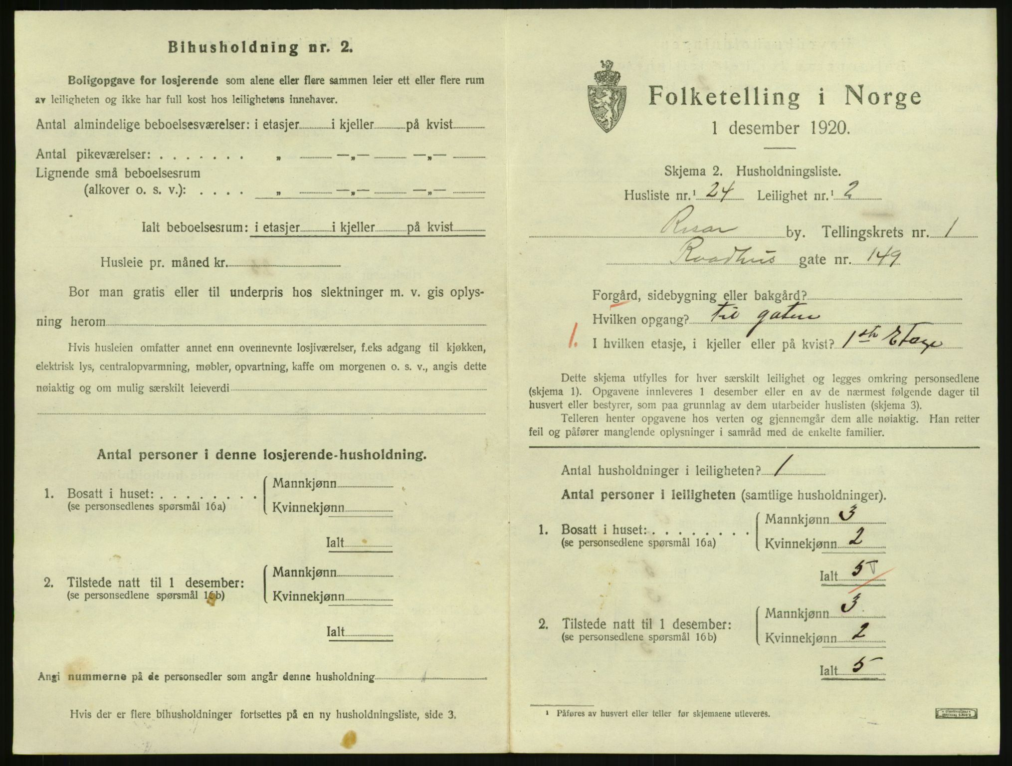 SAK, 1920 census for Risør, 1920, p. 1403