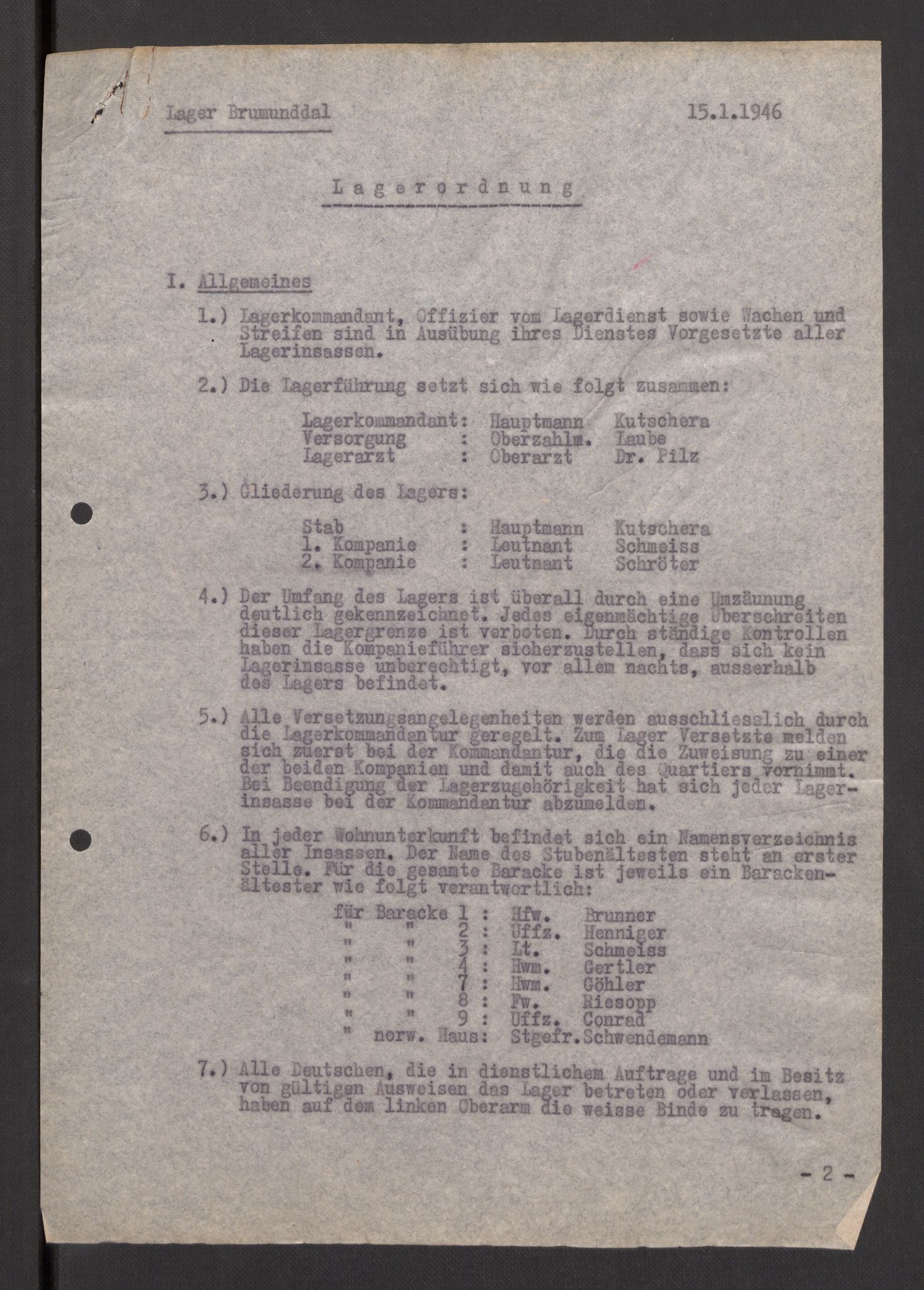 Deutscher Oberbefehlshaber Norwegen (DOBN), RA/RAFA-2197/D/Dja/L0070/0001: DBO Abt. 1a / Lagerordnungen, 1946