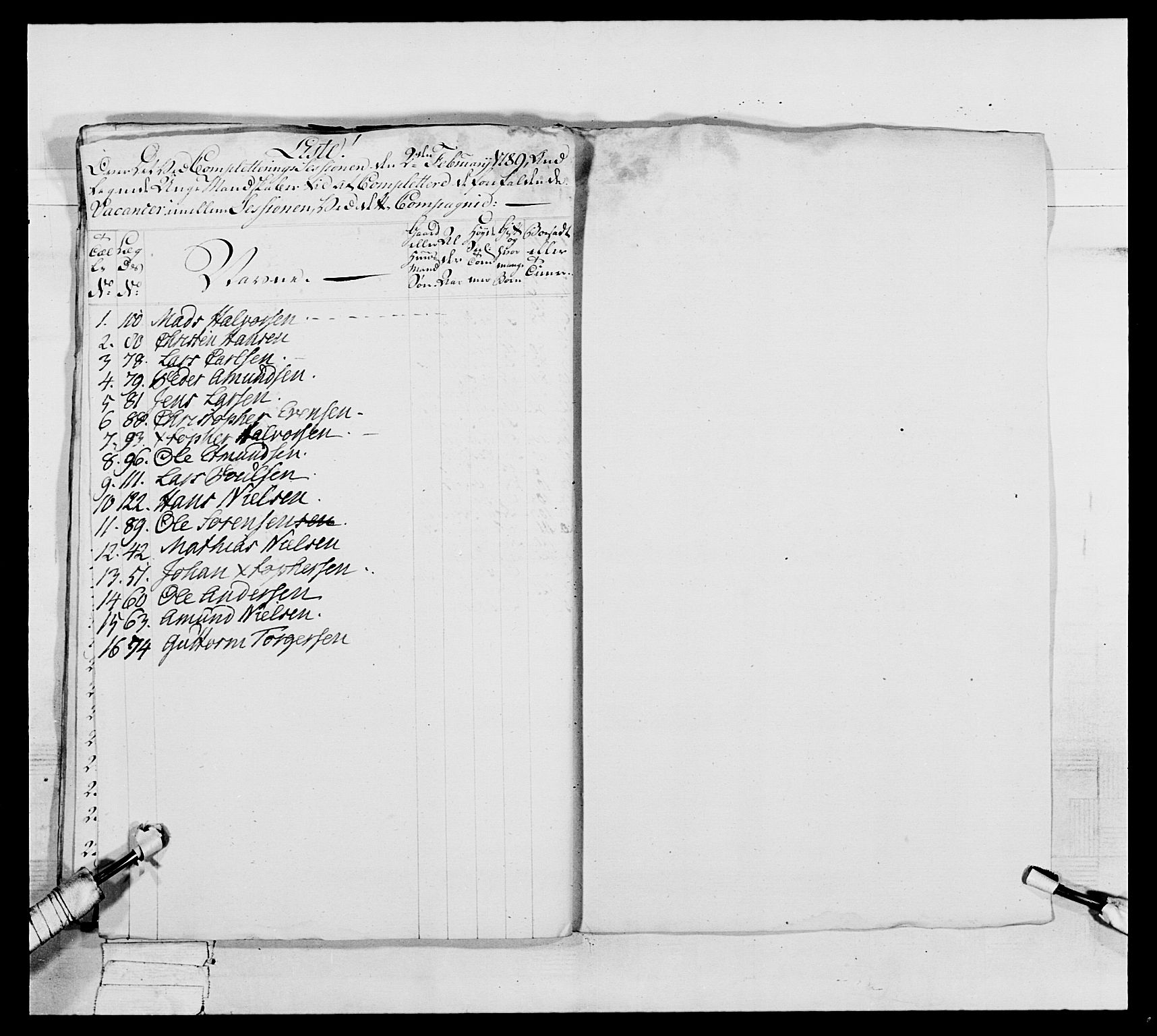 Generalitets- og kommissariatskollegiet, Det kongelige norske kommissariatskollegium, AV/RA-EA-5420/E/Eh/L0039: 1. Akershusiske nasjonale infanteriregiment, 1789, p. 293