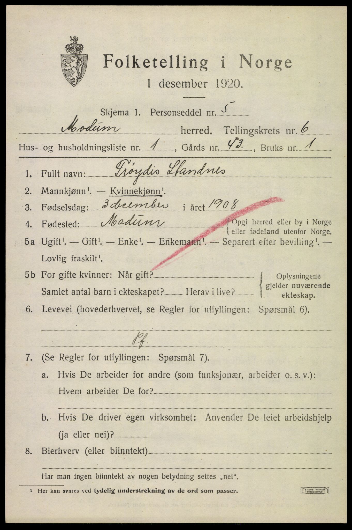 SAKO, 1920 census for Modum, 1920, p. 8359