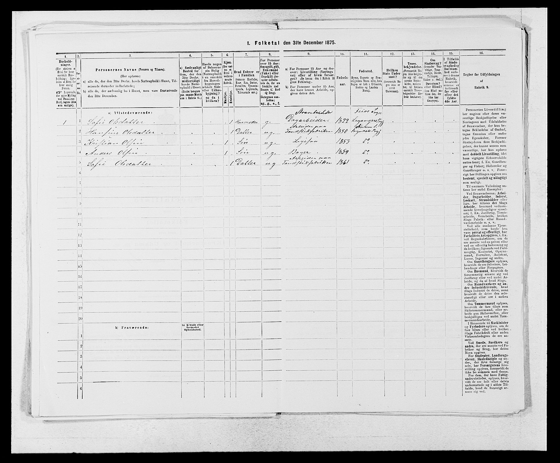 SAB, 1875 census for 1420P Sogndal, 1875, p. 541
