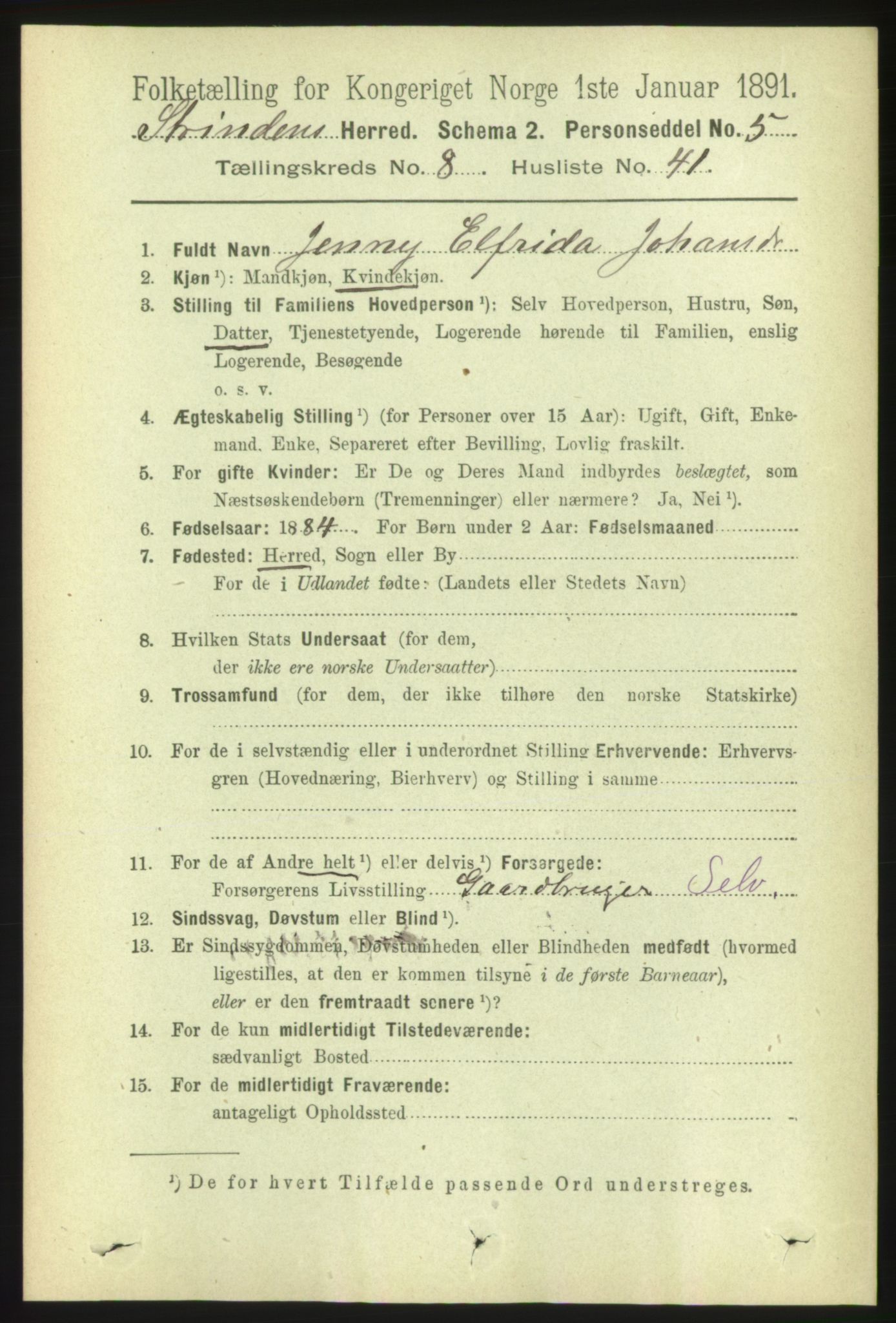 RA, 1891 census for 1660 Strinda, 1891, p. 7340