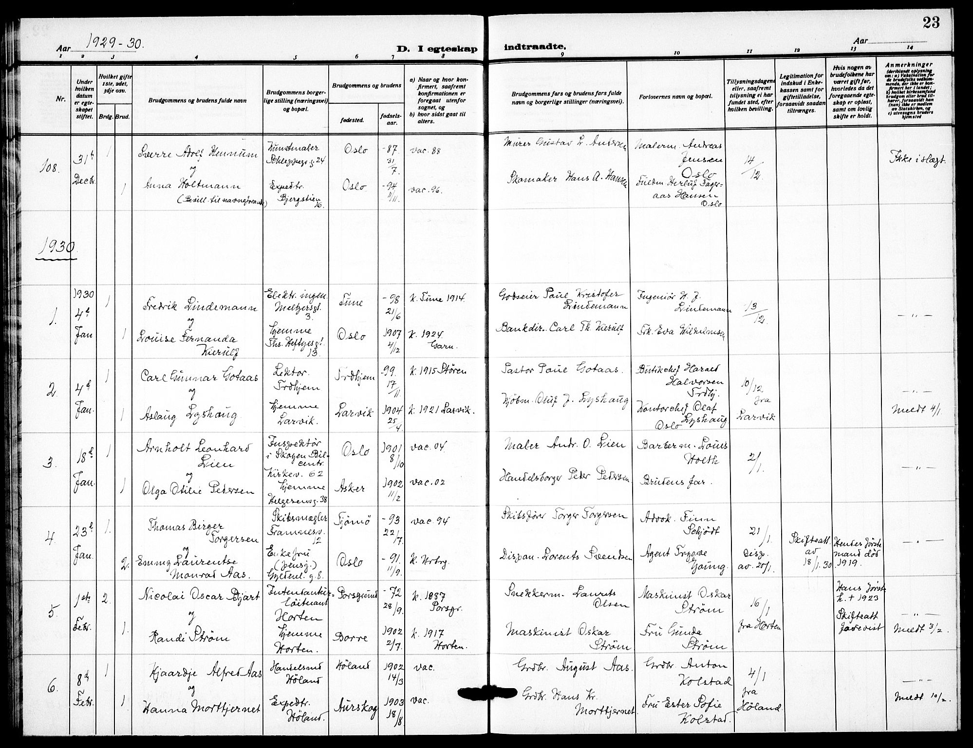 Garnisonsmenigheten Kirkebøker, SAO/A-10846/F/Fa/L0019: Parish register (official) no. 19, 1928-1938, p. 23