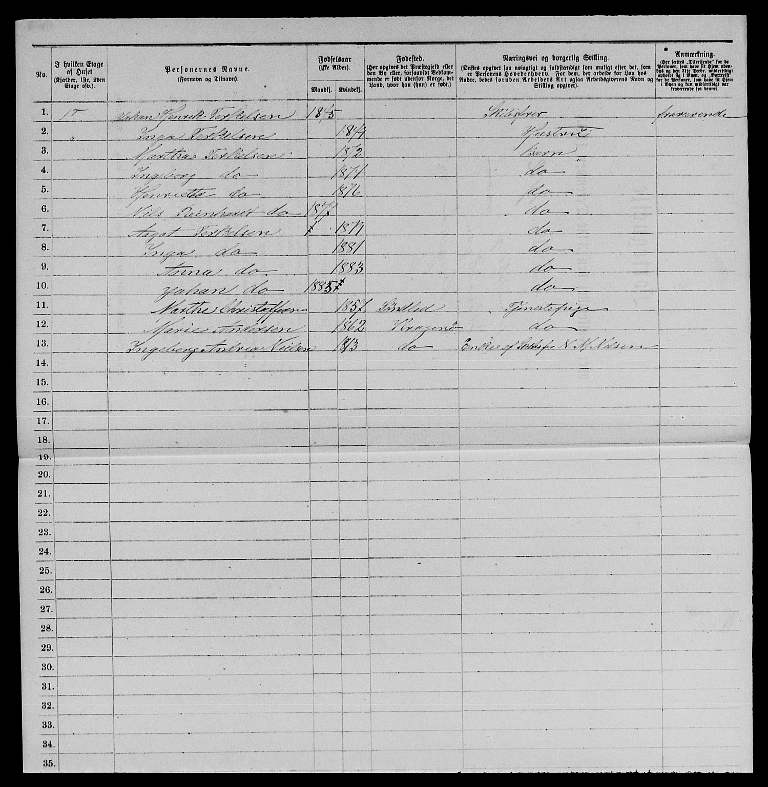 SAKO, 1885 census for 0801 Kragerø, 1885, p. 1359