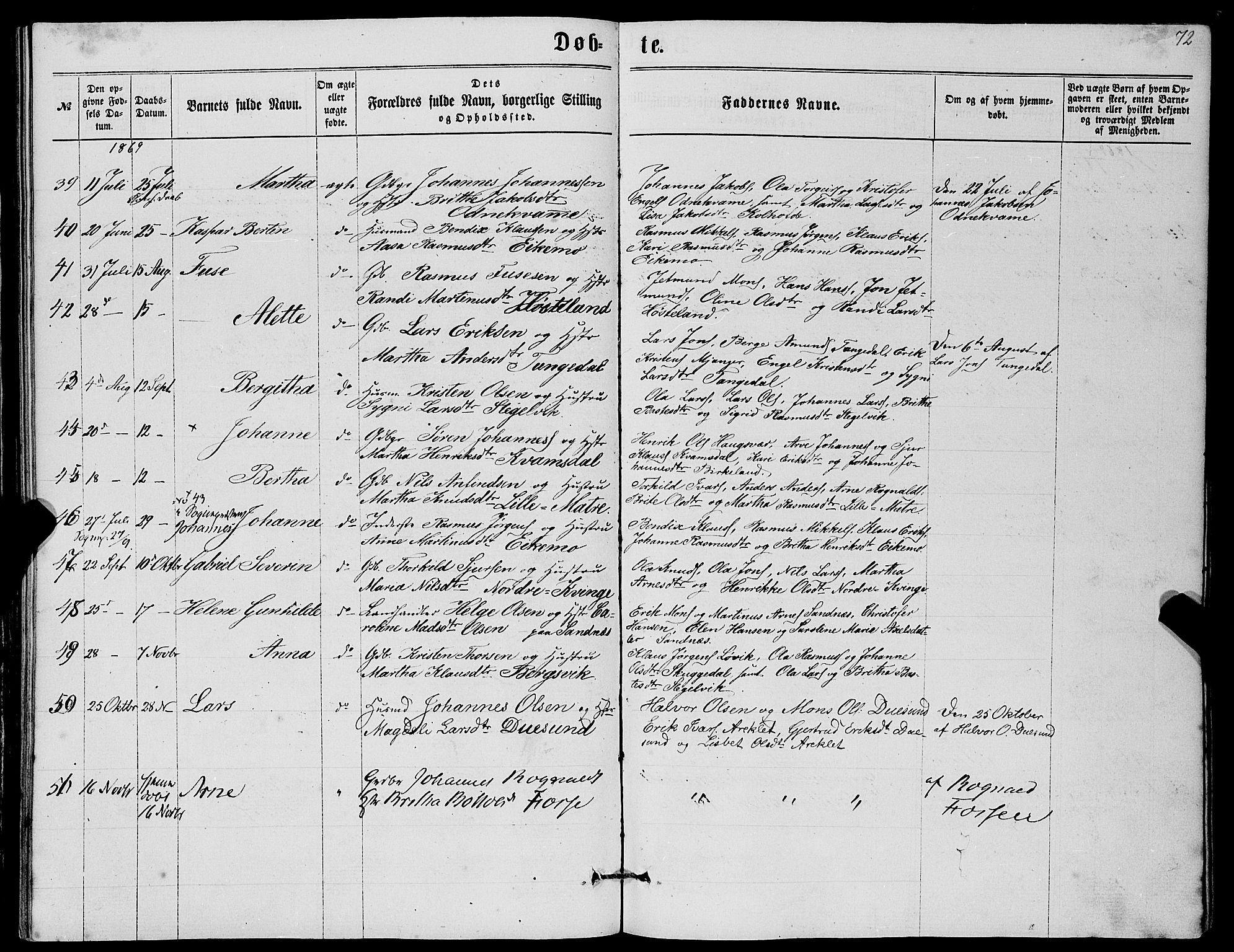 Masfjorden Sokneprestembete, AV/SAB-A-77001: Parish register (copy) no. A 1, 1851-1875, p. 72