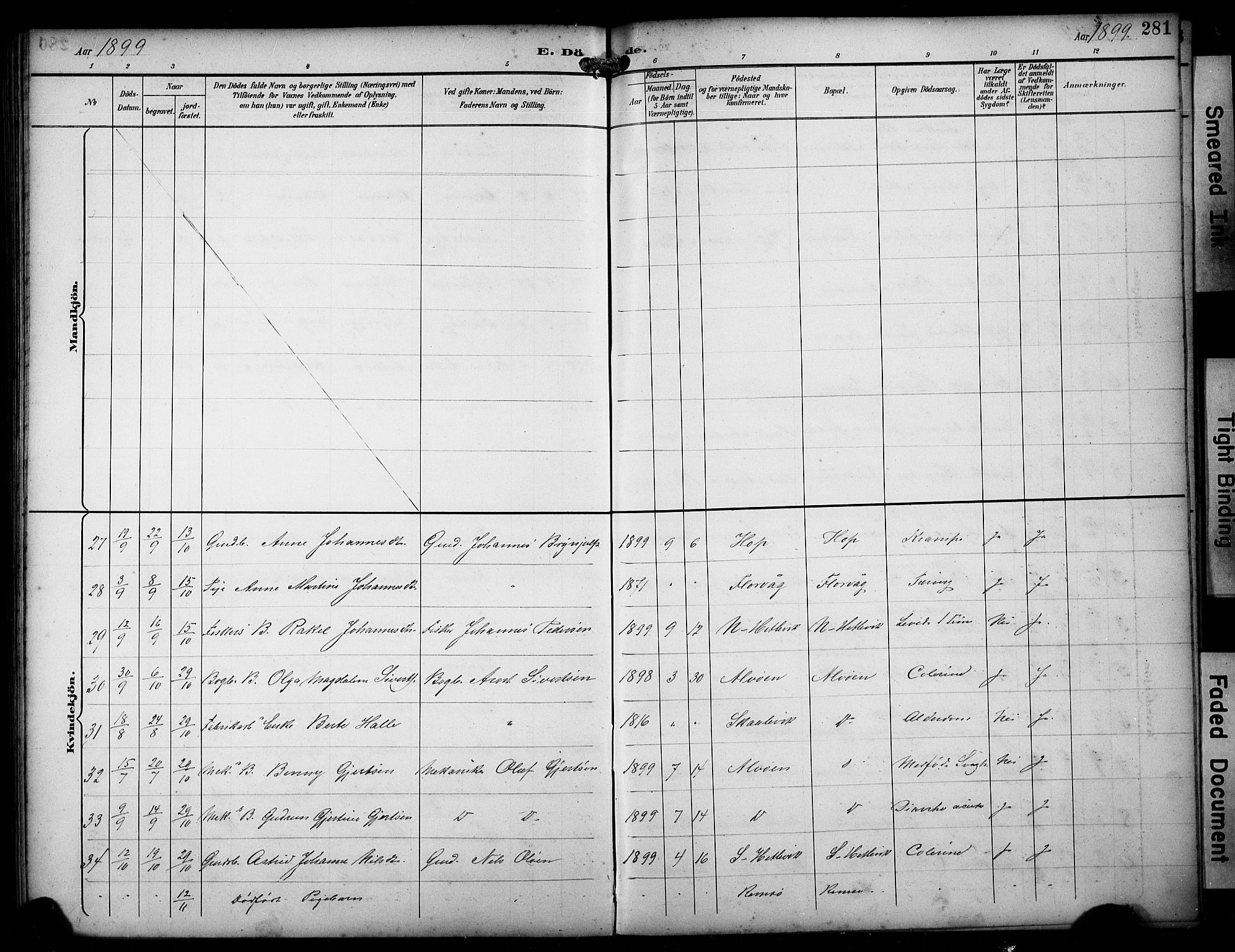 Askøy Sokneprestembete, AV/SAB-A-74101/H/Ha/Hab/Haba/L0009: Parish register (copy) no. A 9, 1894-1903, p. 281