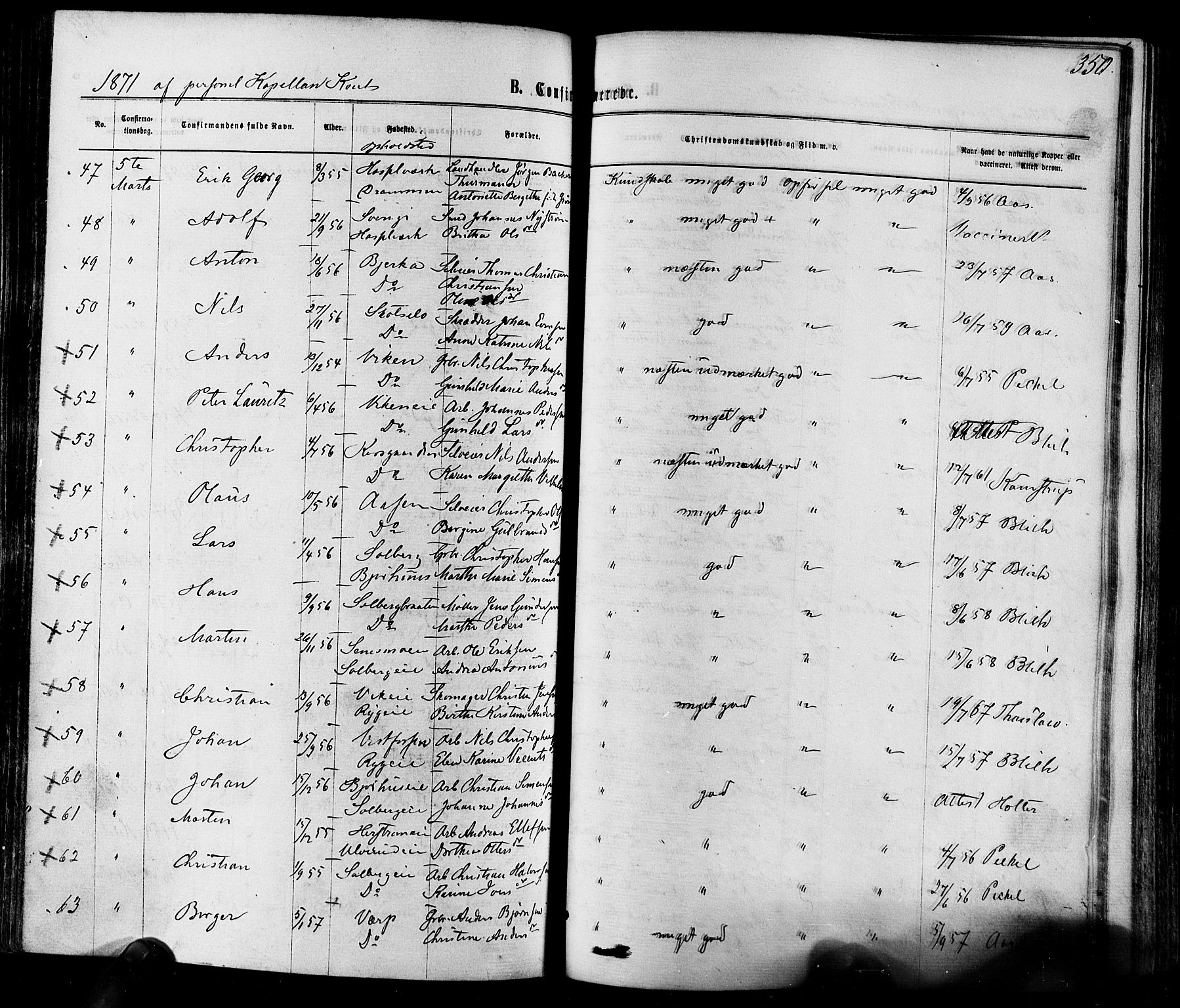 Eiker kirkebøker, AV/SAKO-A-4/F/Fa/L0017: Parish register (official) no. I 17, 1869-1877, p. 350