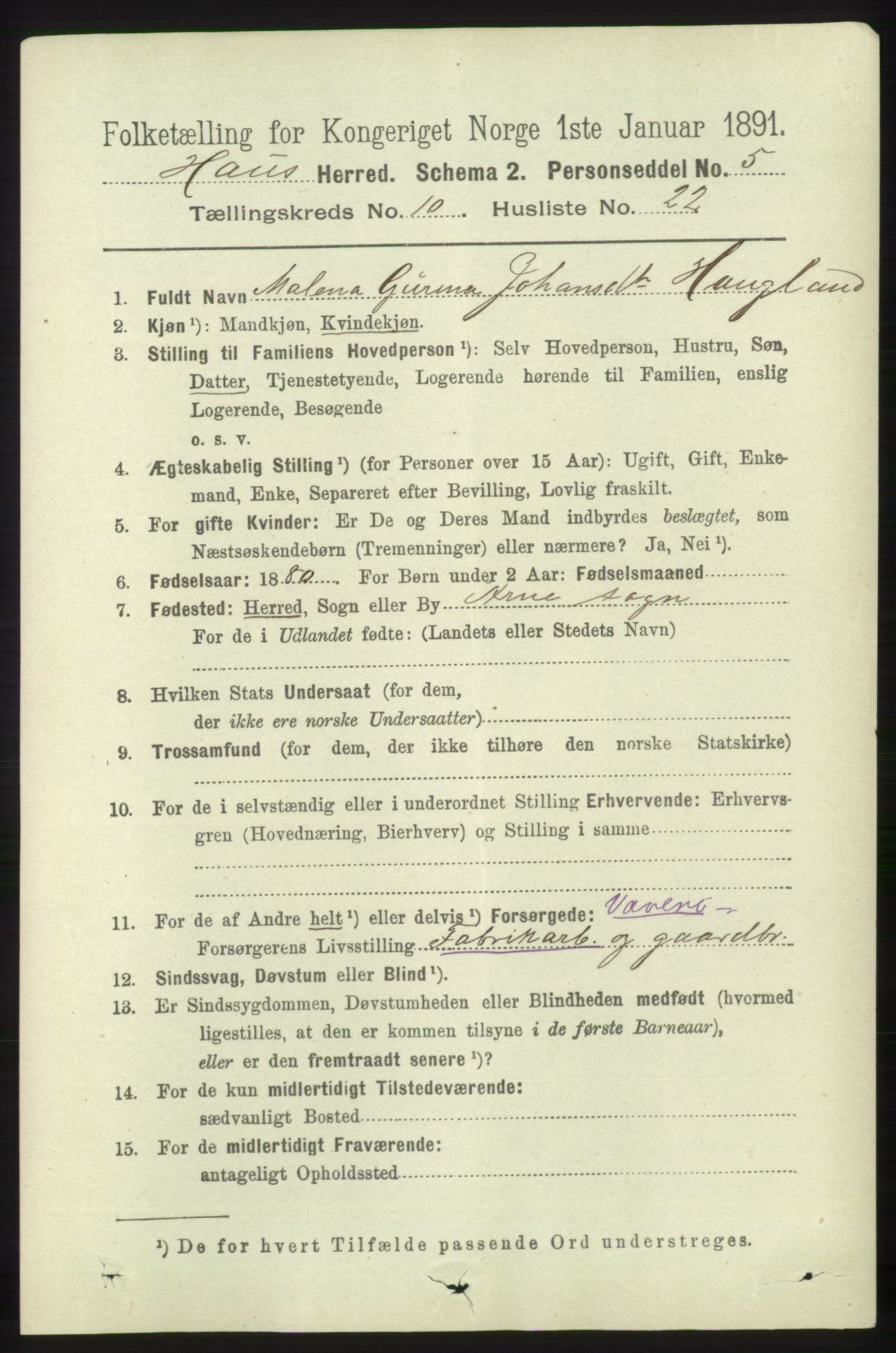 RA, 1891 census for 1250 Haus, 1891, p. 4267