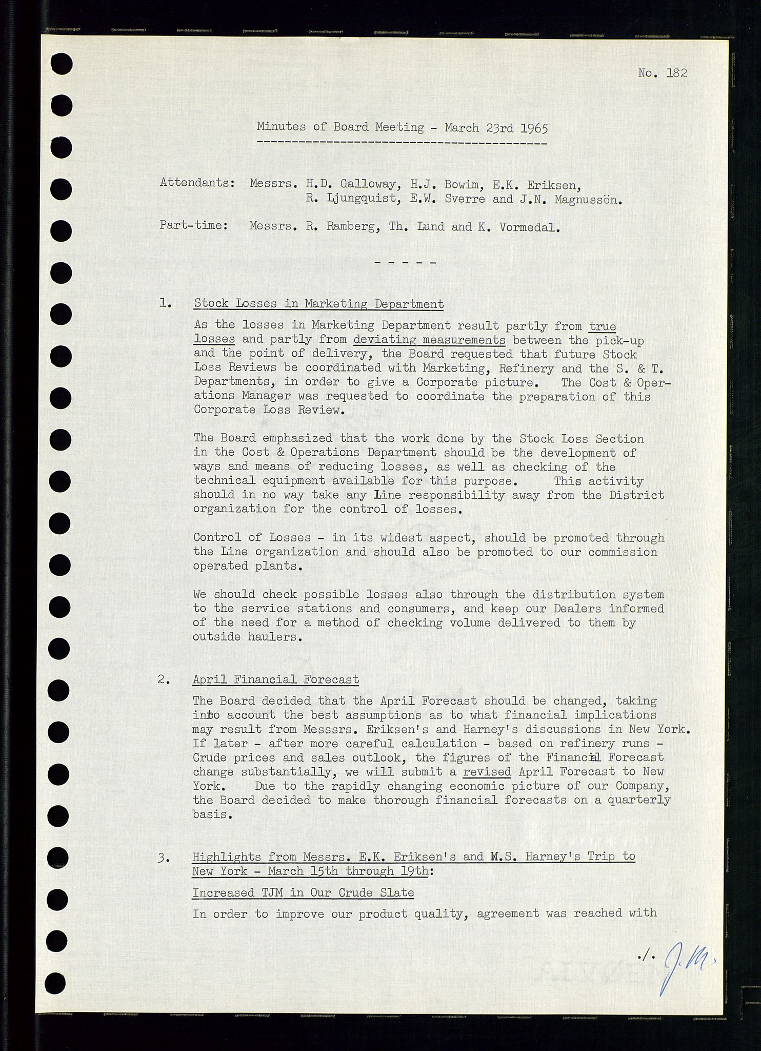 Pa 0982 - Esso Norge A/S, AV/SAST-A-100448/A/Aa/L0002/0001: Den administrerende direksjon Board minutes (styrereferater) / Den administrerende direksjon Board minutes (styrereferater), 1965, p. 136