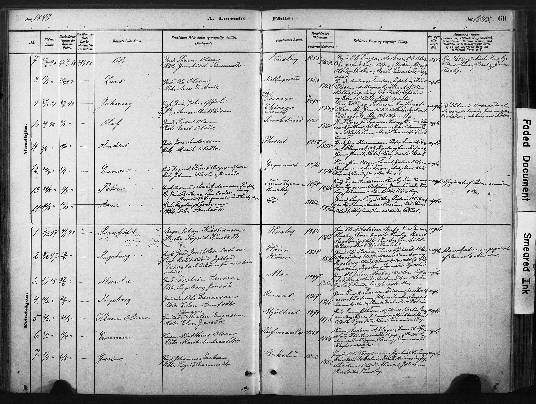 Ministerialprotokoller, klokkerbøker og fødselsregistre - Sør-Trøndelag, SAT/A-1456/667/L0795: Parish register (official) no. 667A03, 1879-1907, p. 60