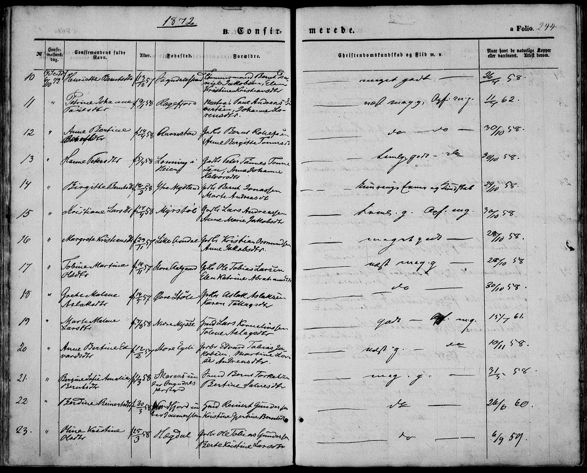 Sokndal sokneprestkontor, AV/SAST-A-101808: Parish register (official) no. A 9, 1857-1874, p. 244