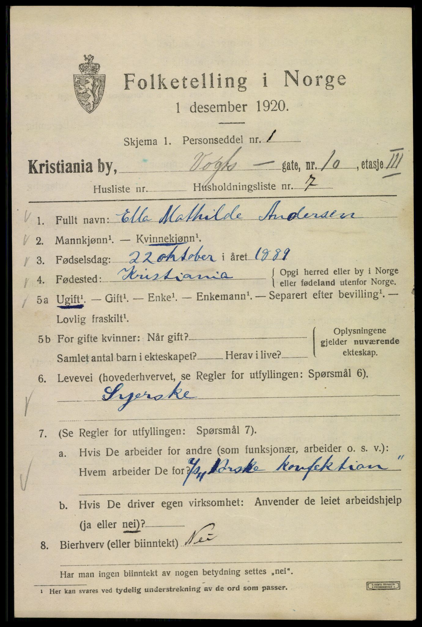 SAO, 1920 census for Kristiania, 1920, p. 638681