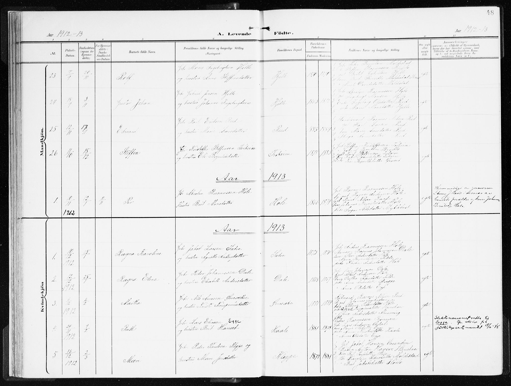 Gloppen sokneprestembete, AV/SAB-A-80101/H/Haa/Haac/L0003: Parish register (official) no. C 3, 1904-1921, p. 48