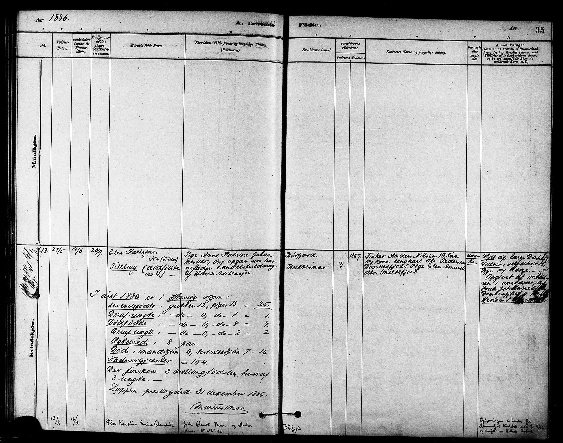 Loppa sokneprestkontor, AV/SATØ-S-1339/H/Ha/L0007kirke: Parish register (official) no. 7, 1879-1889, p. 35