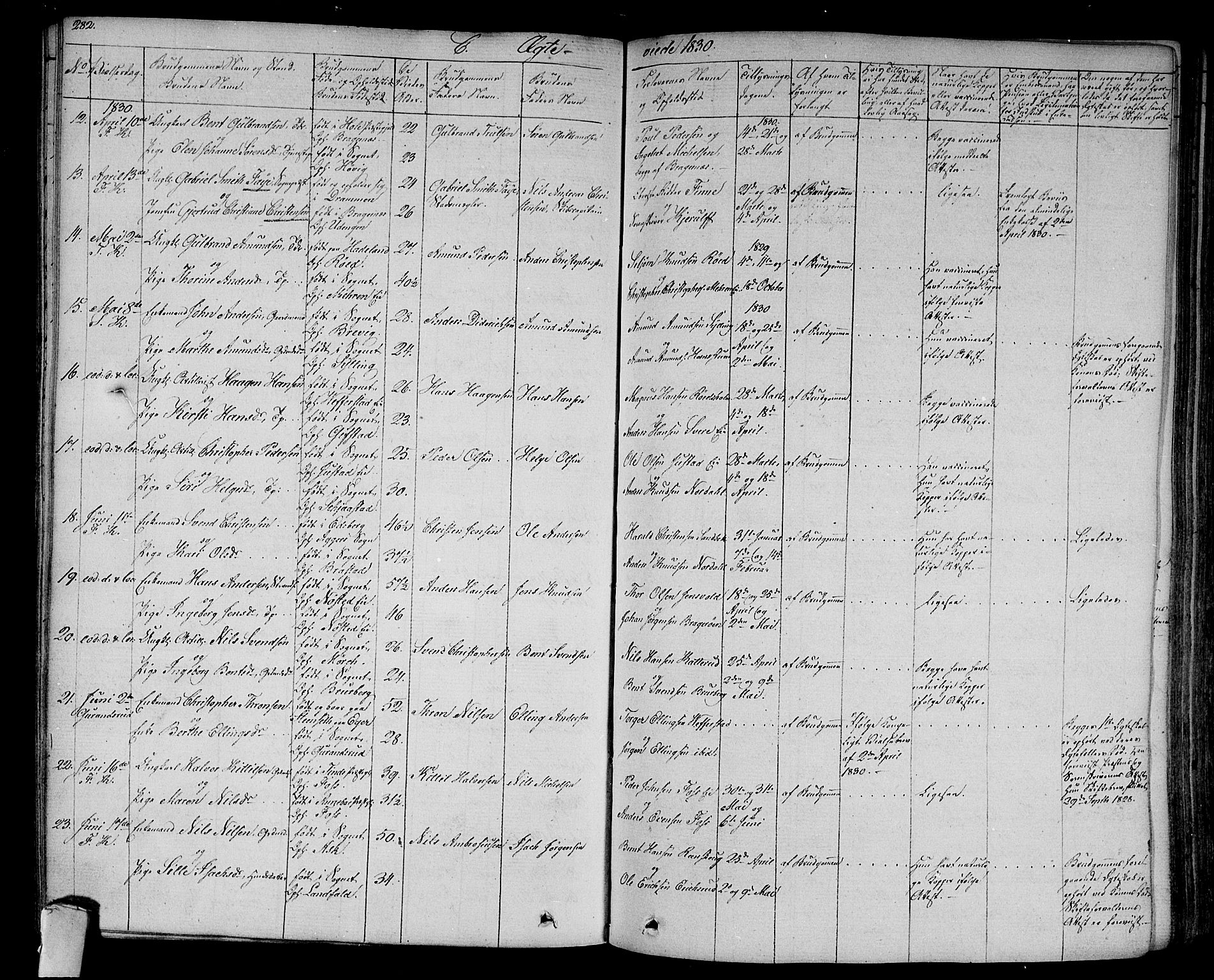 Lier kirkebøker, AV/SAKO-A-230/F/Fa/L0010: Parish register (official) no. I 10, 1827-1843, p. 282