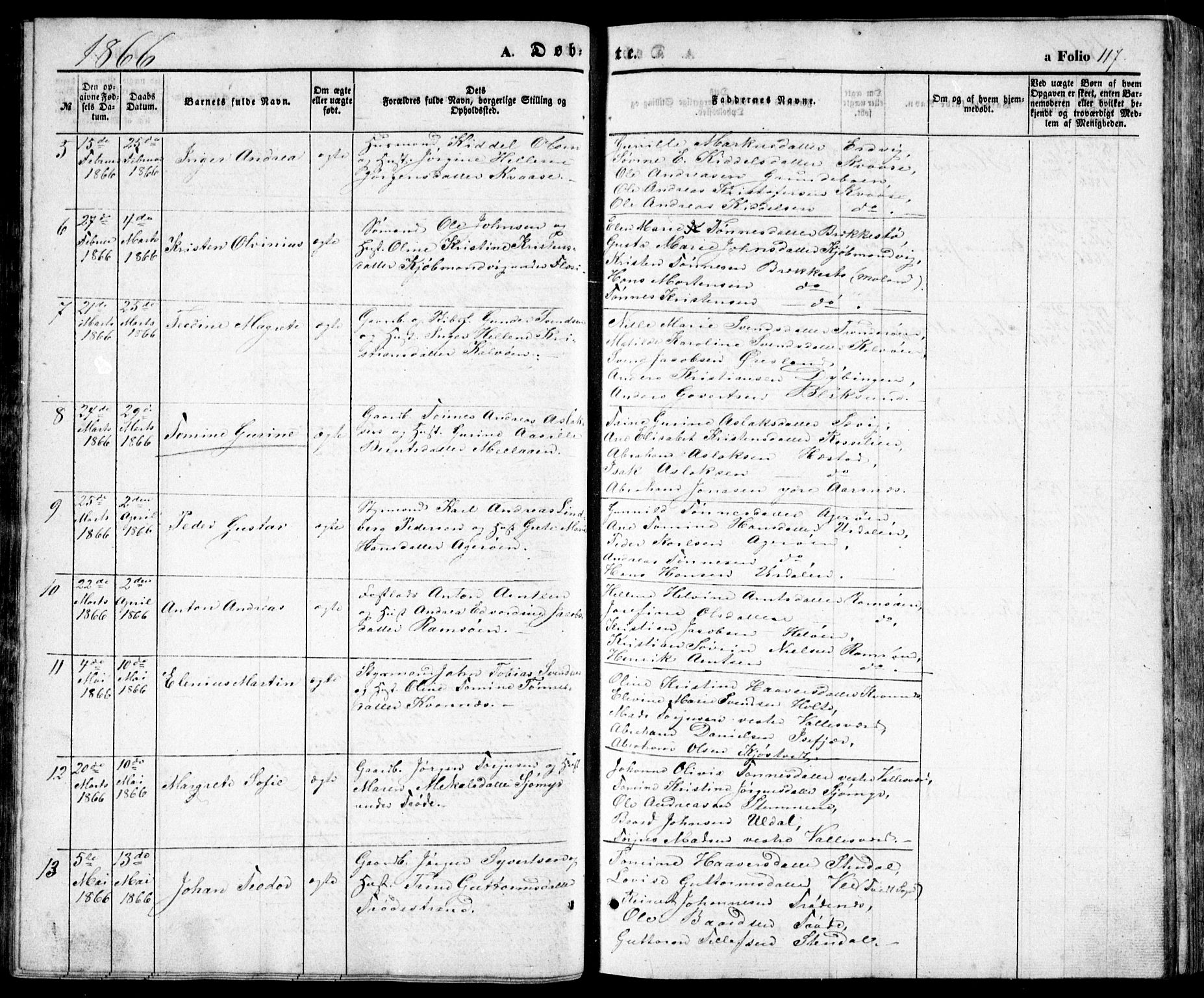 Høvåg sokneprestkontor, SAK/1111-0025/F/Fb/L0002: Parish register (copy) no. B 2, 1847-1869, p. 117