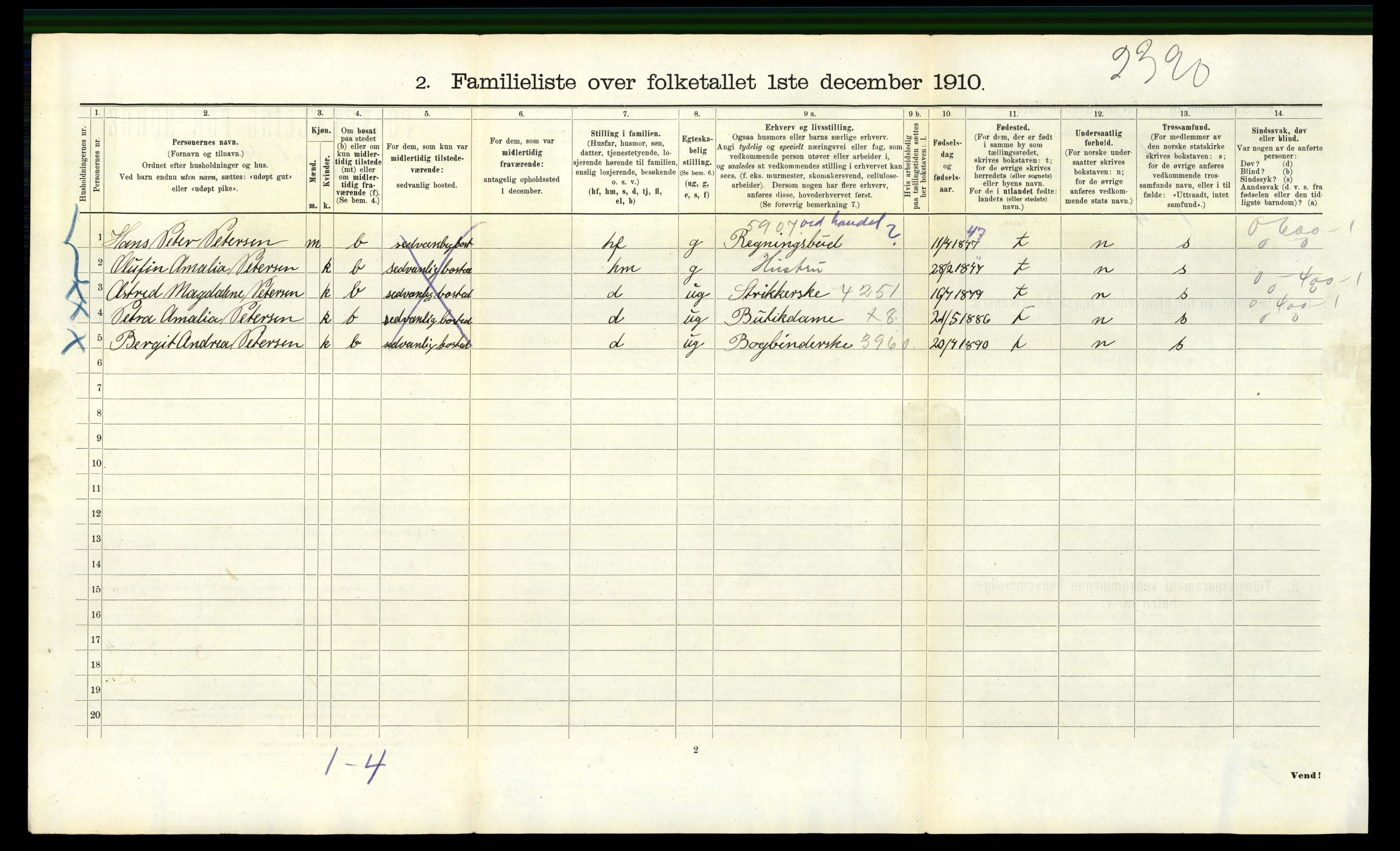 RA, 1910 census for Bergen, 1910, p. 3242